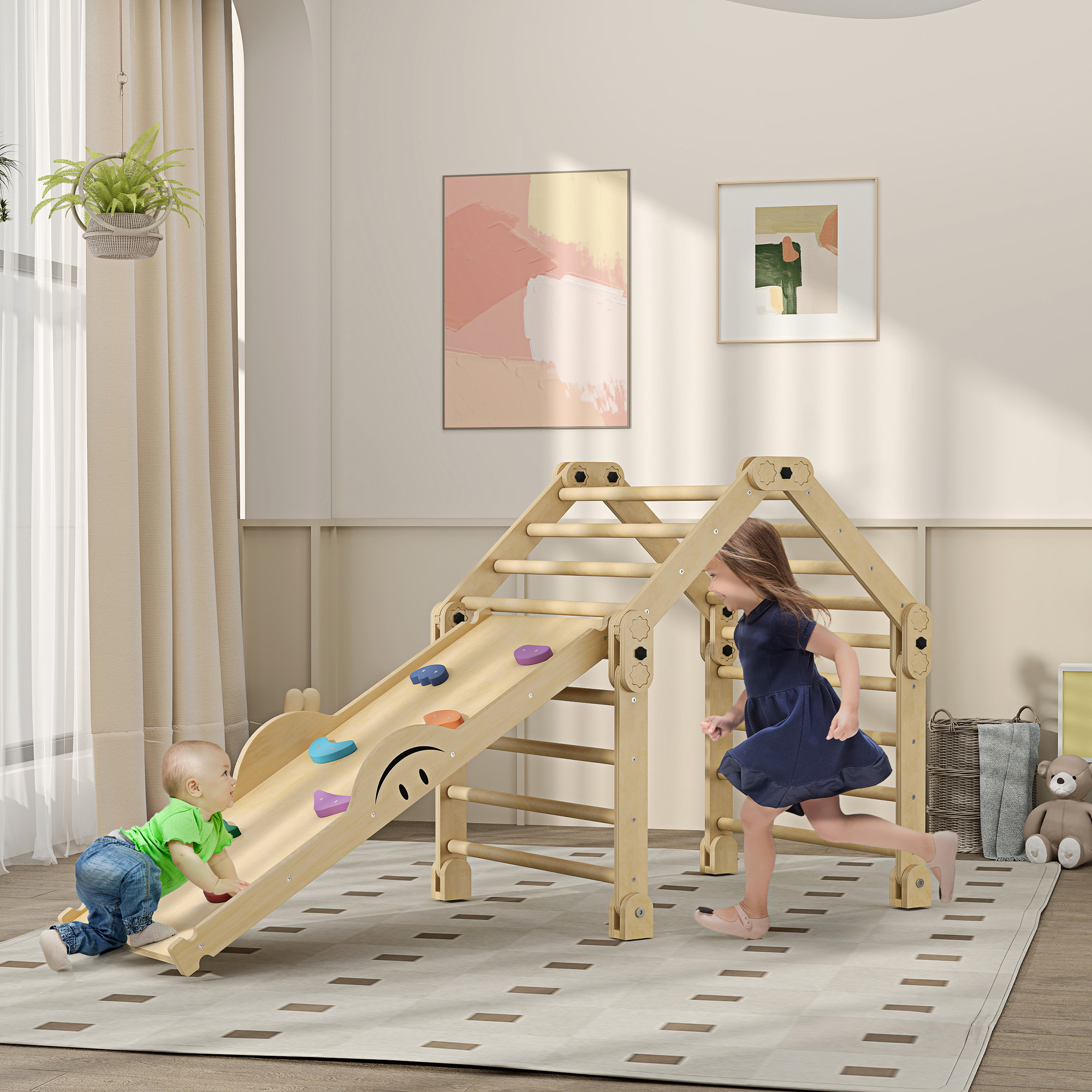 Toddler Ramp Qaba 4 in 1 Indoor Toddler Climbing Toys for 18-48 Months with Ramp ...