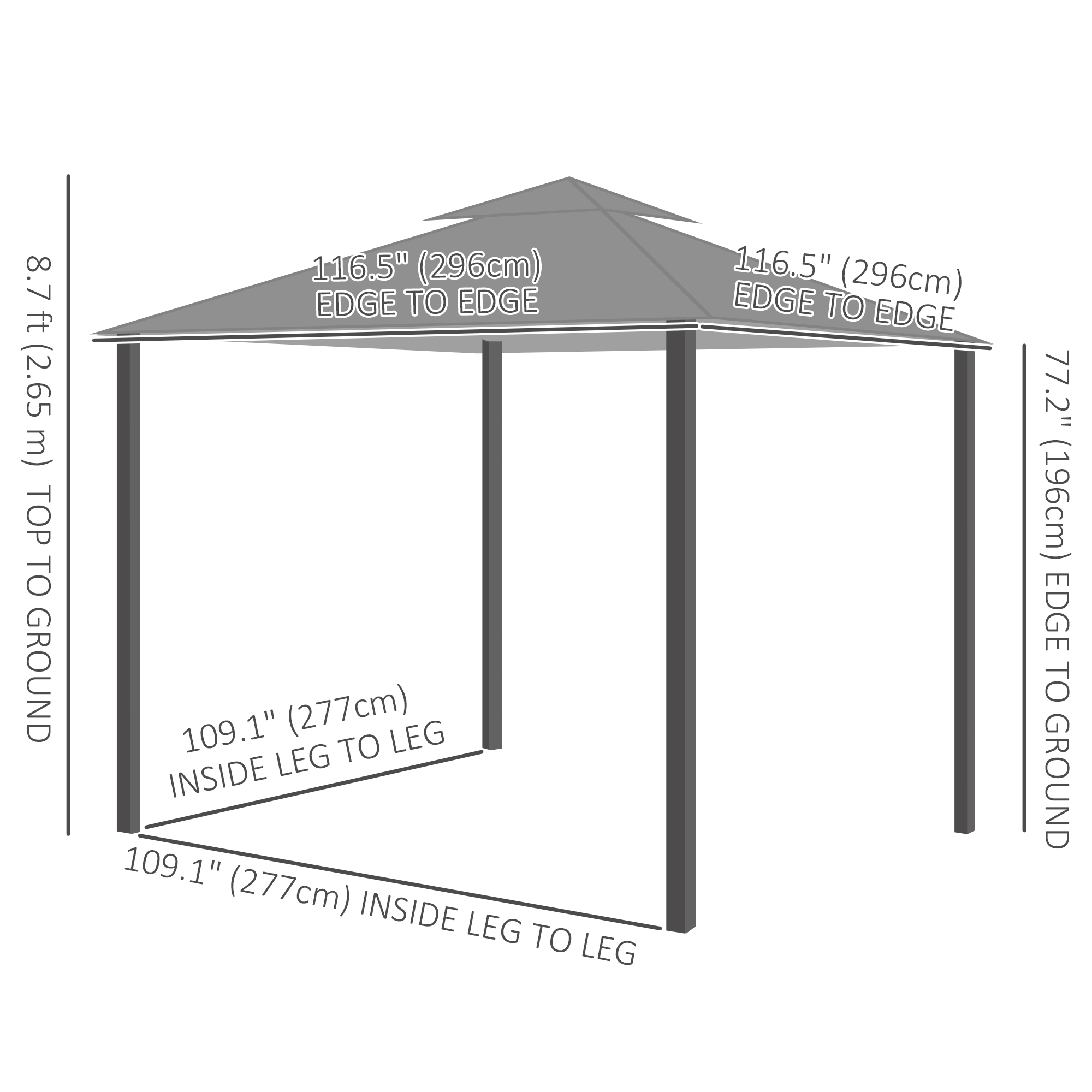 Outsunny 10' x 10' Outdoor Patio Gazebo Double Soft-top