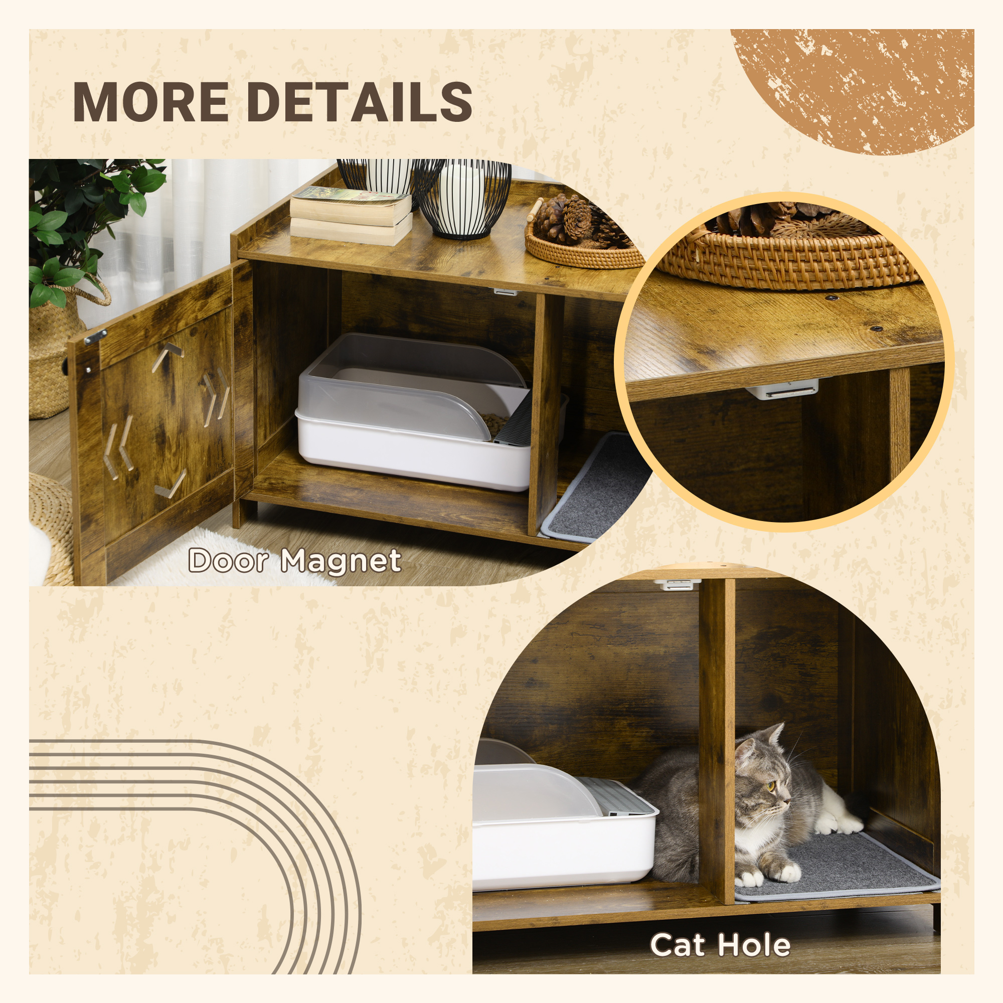 PawHut Litter Box Enclosure, Industrial Cat Litter Box Furniture