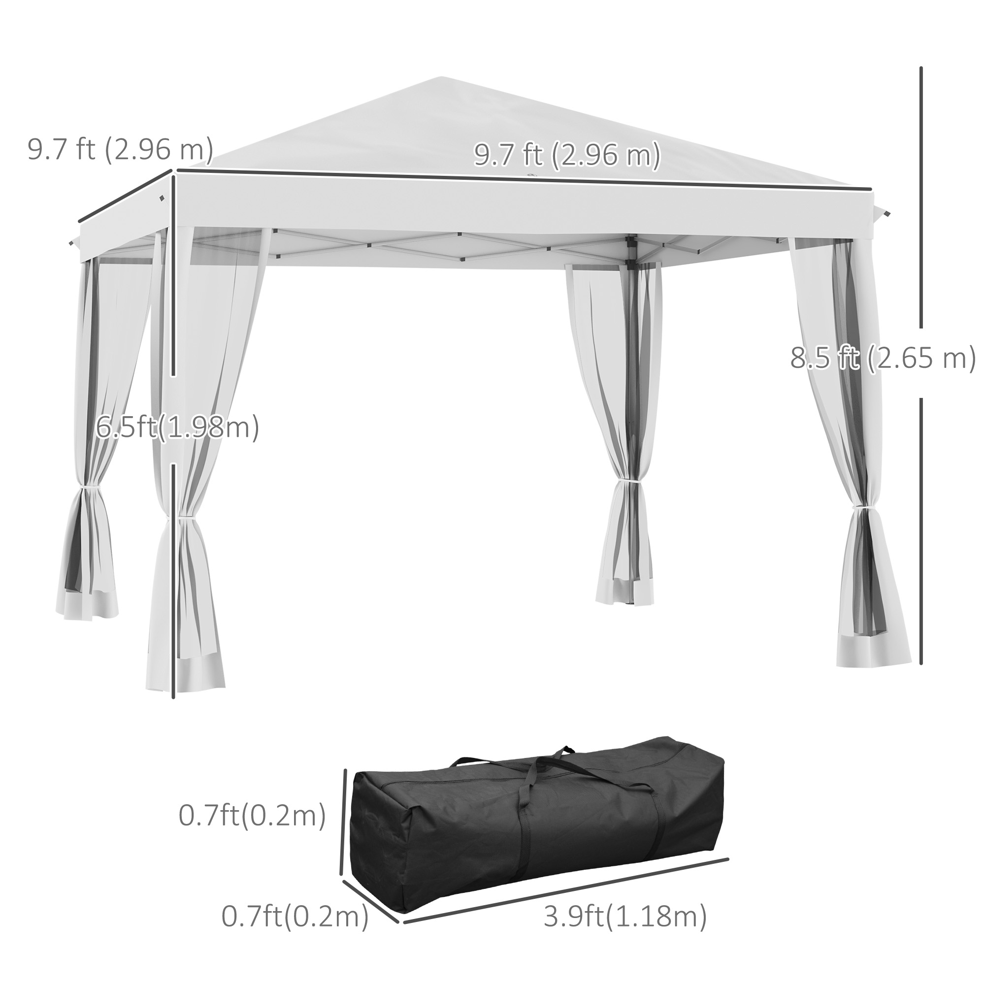 Outsunny 10' x 28' Gazebo Party Tent Outdoor Canopy Garden