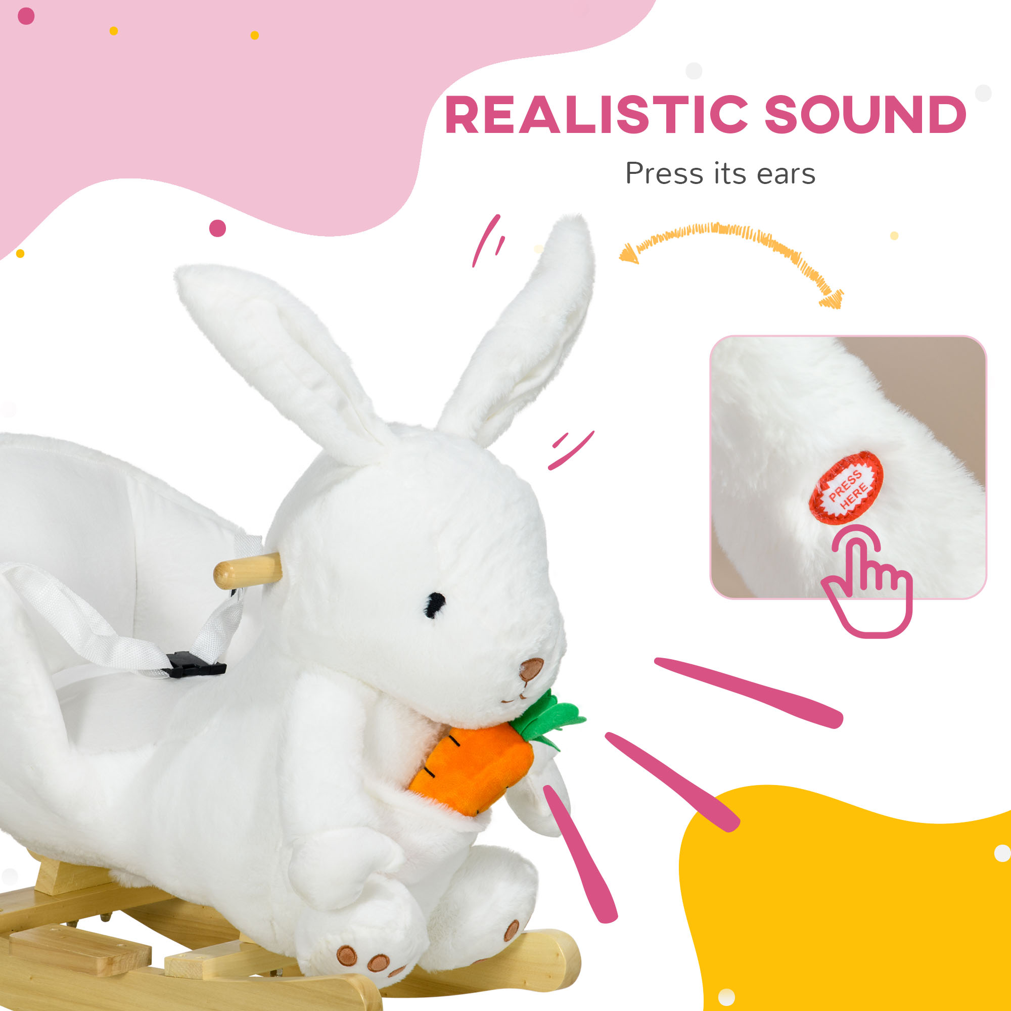 Qaba Baby Rocking Chair, Rabbit Shaped Plush Animal Rocker | Aosom.com