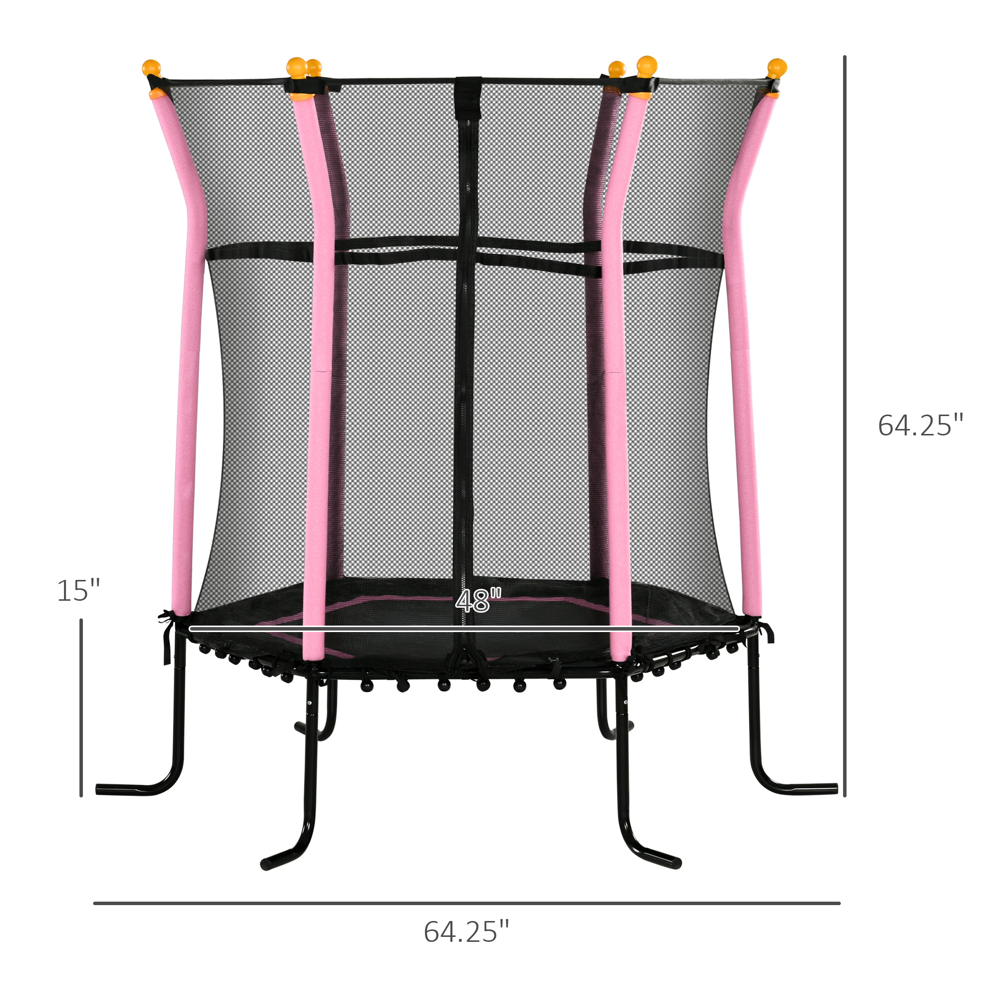 Soozier Kids Indoor/Outdoor Trampoline with Safety Net, Pink, for Active Play Fun | Aosom.com 1