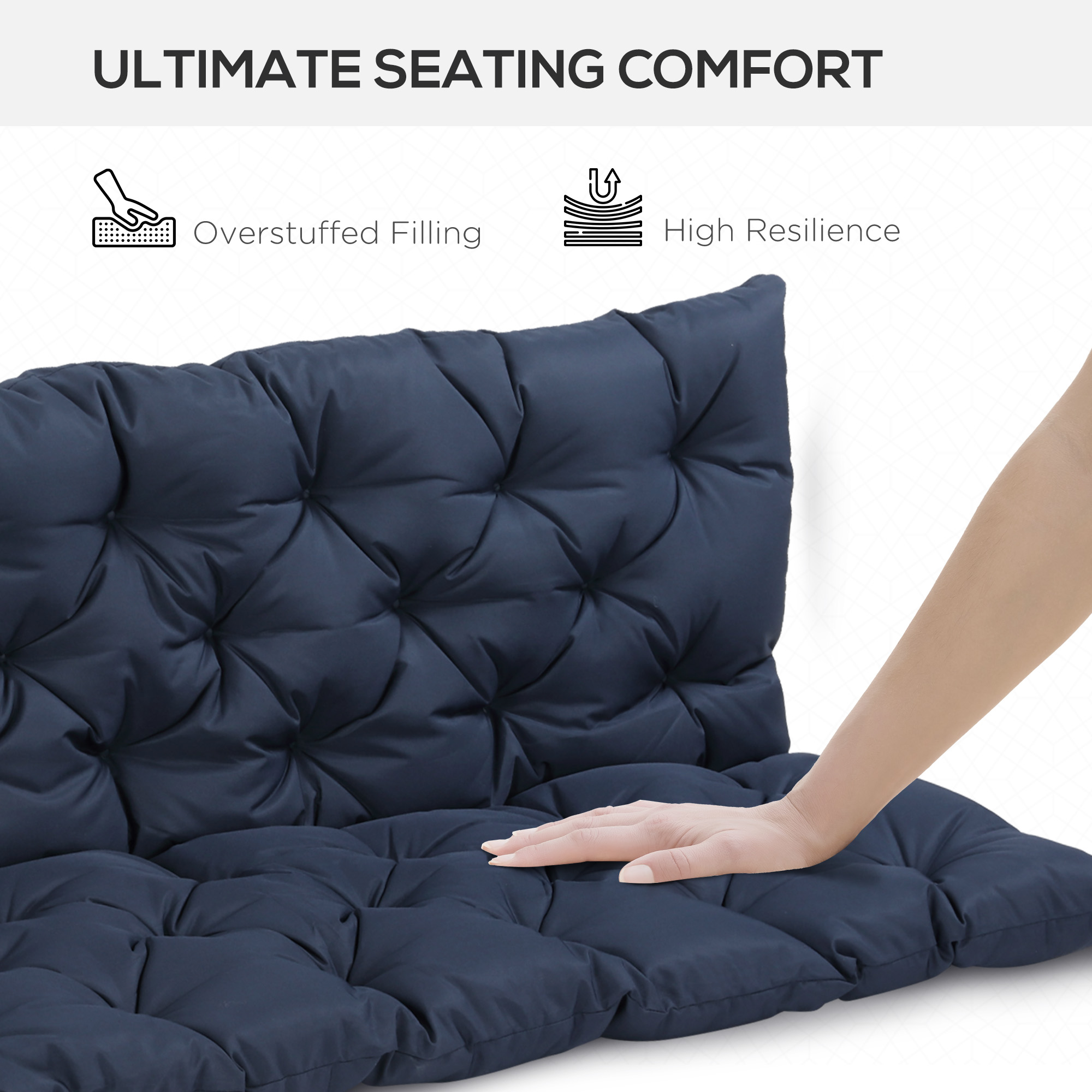 Outsunny 3-Seater Outdoor Bench Swing Chair Replacement Cushions for Patio Garden, Blue main image 0