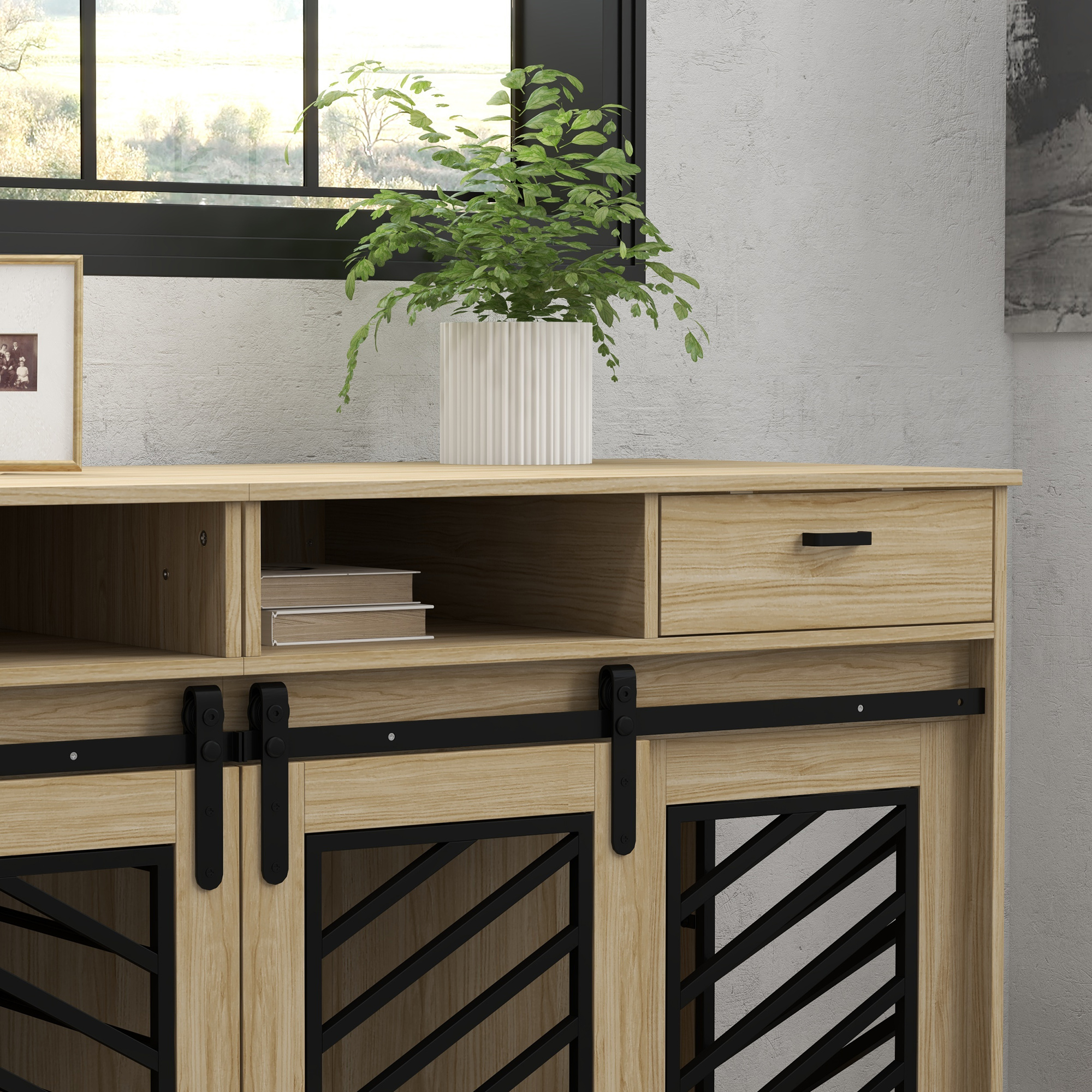 PawHut Modern Dog Kennel Furniture with Removable Divider, Storage