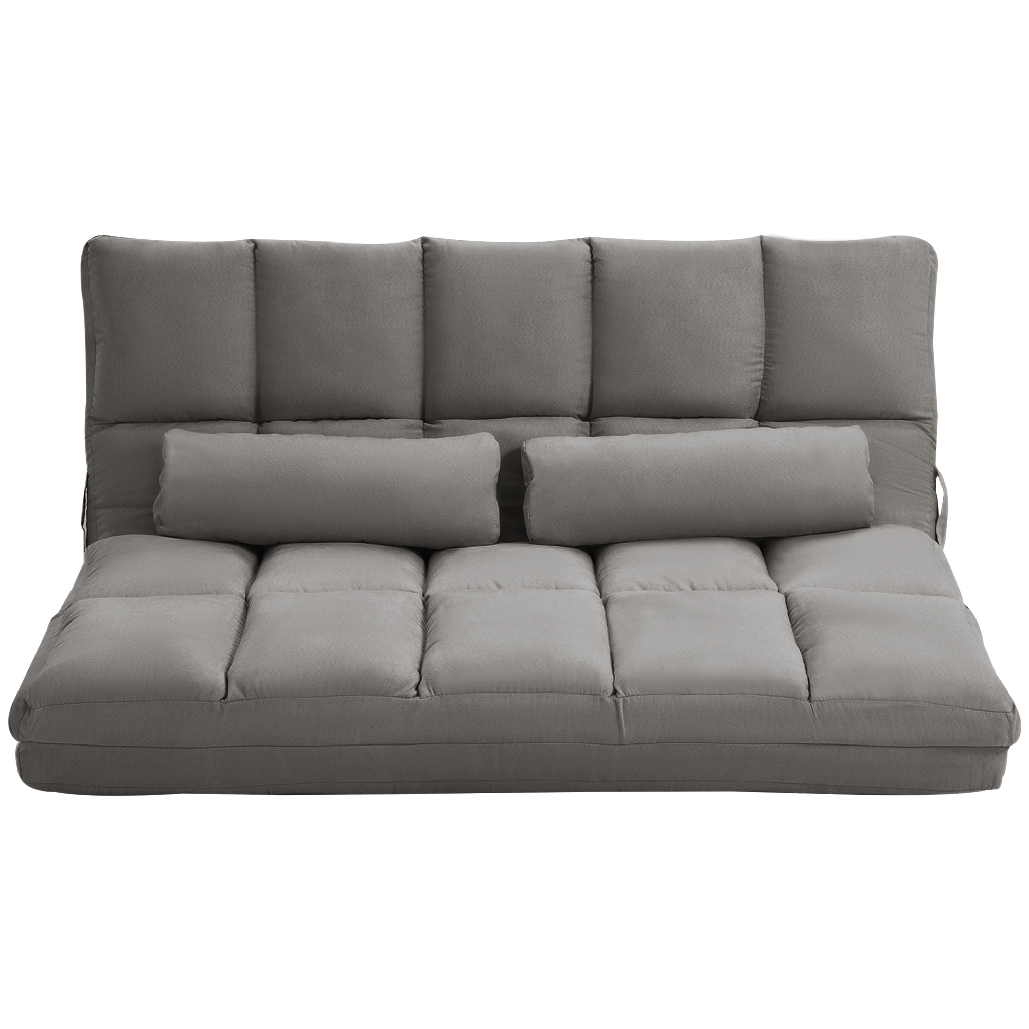 HOMCOM Recliner Sofa Chair Convertible Floor Dark Gray Adjustable Comfort with Pillows | Aosom.com