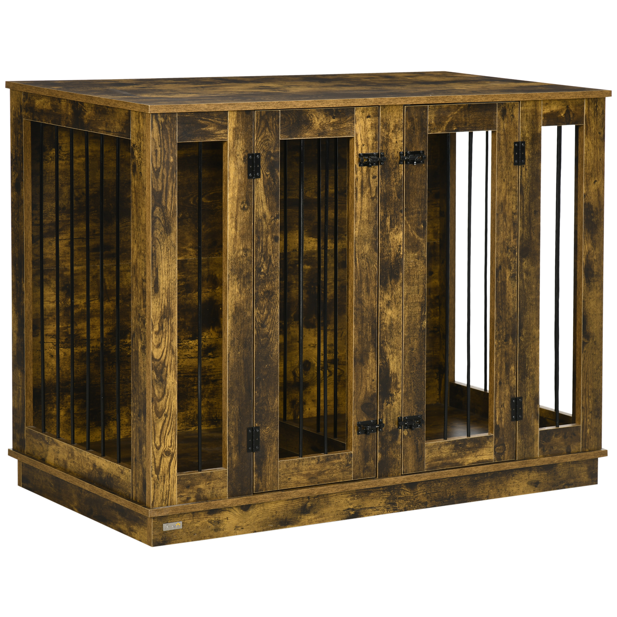 PawHut Furniture Style Dog Crate with Removable Divider, Dog Crate Side End Table Indoor with Double Doors, for Small to Large Dogs, 47" x 23.5" x 35"