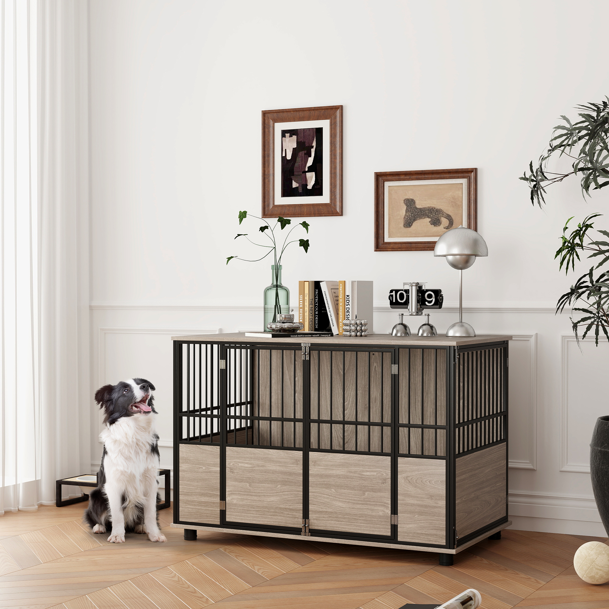PawHut Decorative Dog Kennel Indoor End Table 46