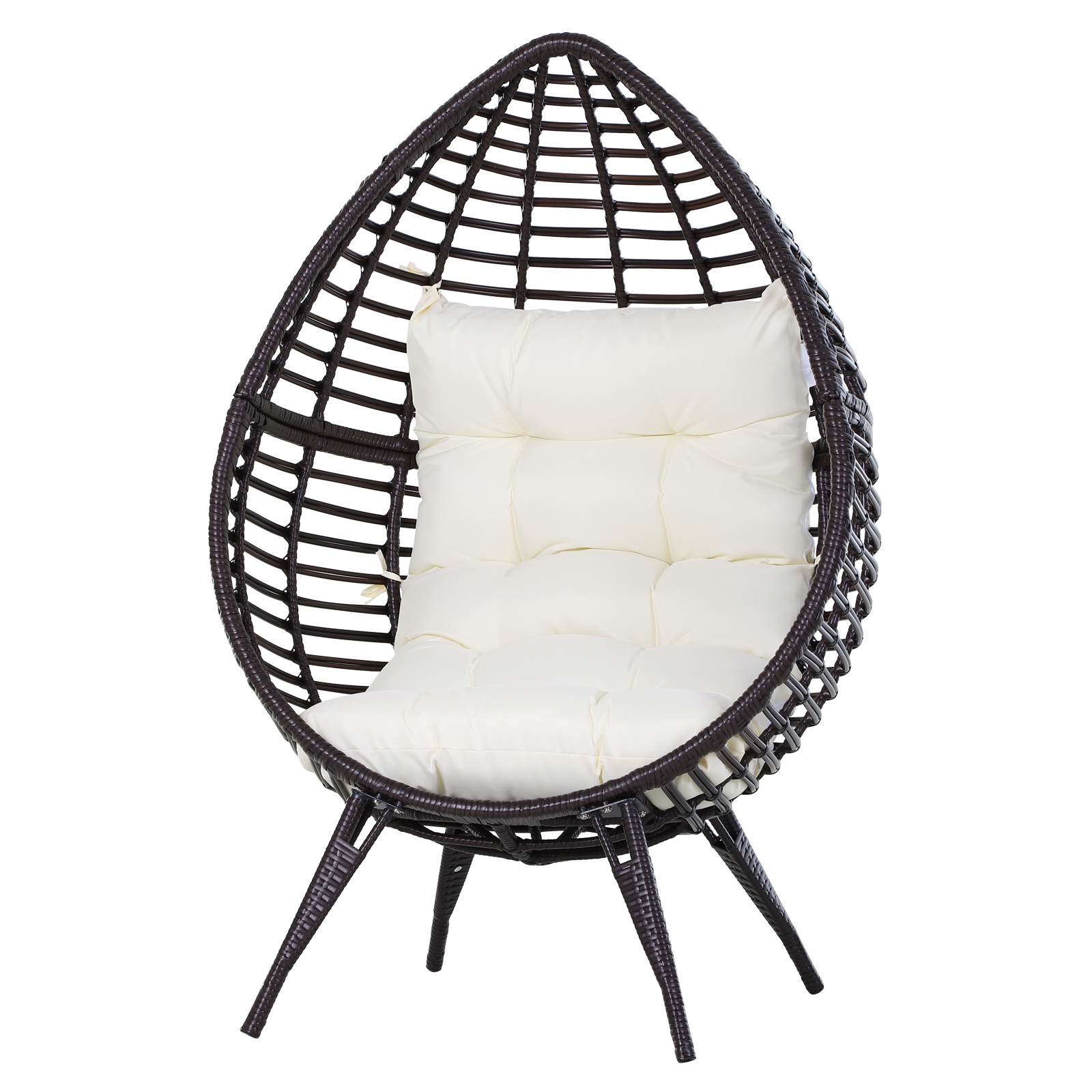 Outsunny Teardrop Wicker Lounge Chair with Cushion Rattan Egg Cuddle Chair Brown | Aosom.com