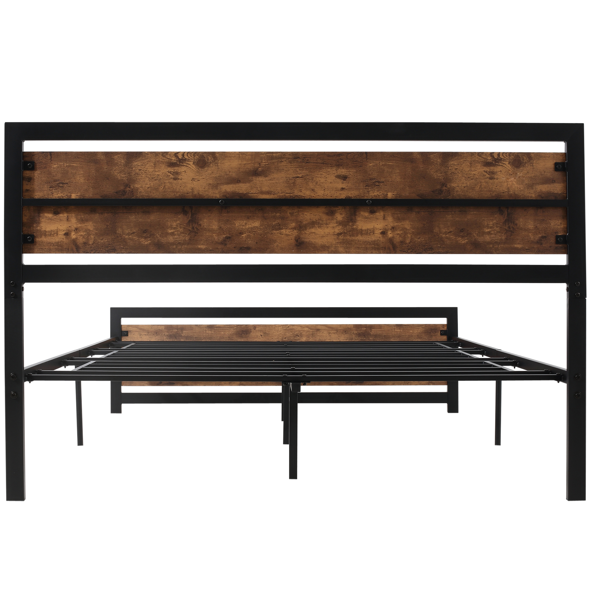 HOMCOM Twin Size Metal Bed Frame with Headboard Footboard Strong Slat Support Underbed Storage Space Full Bed | Aosom.com 6