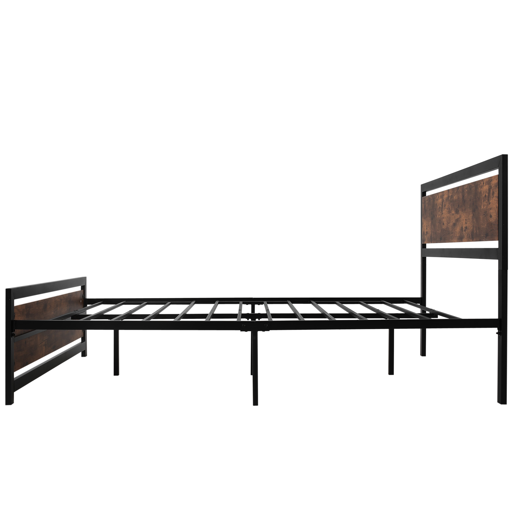 HOMCOM Twin Size Metal Bed Frame with Headboard Footboard Strong Slat Support Underbed Storage Space Full Bed | Aosom.com 7