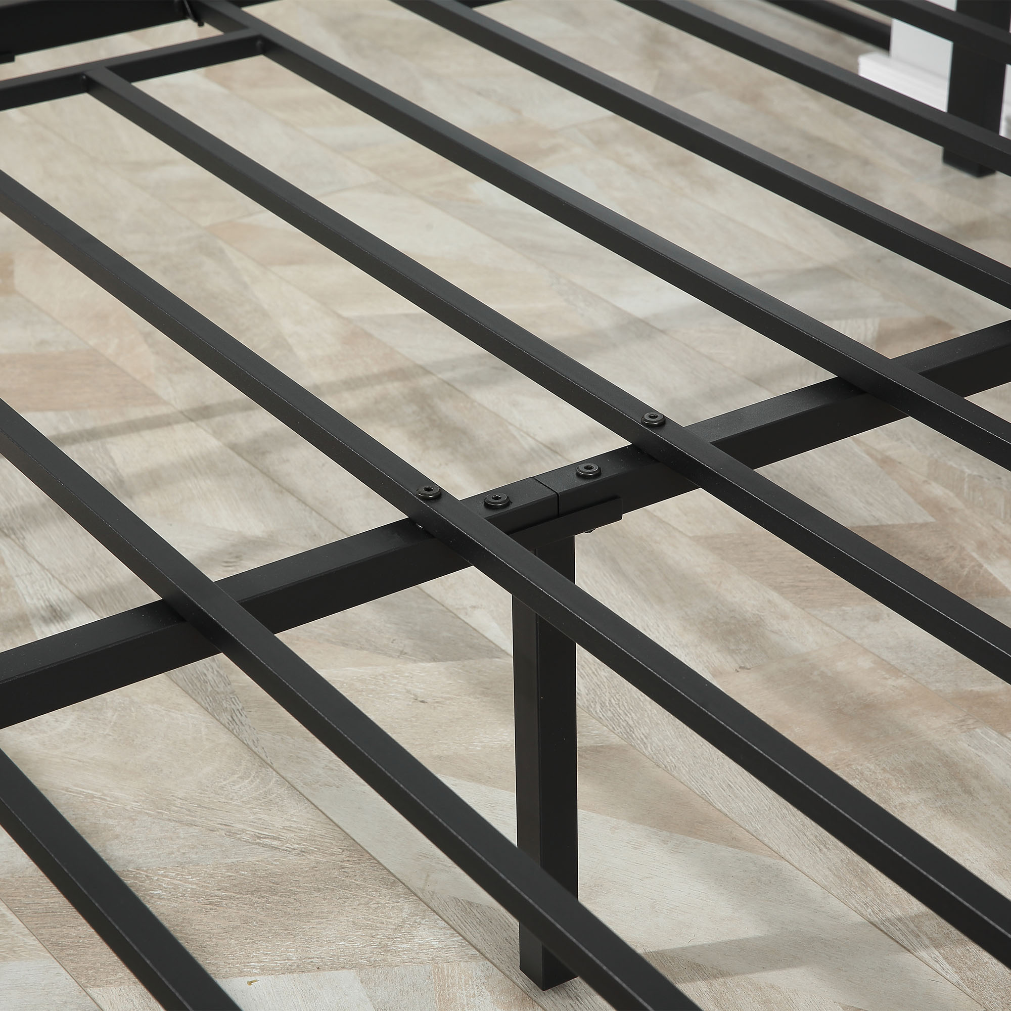 HOMCOM Twin Size Metal Bed Frame with Headboard Footboard Strong Slat Support Underbed Storage Space Full Bed | Aosom.com 5