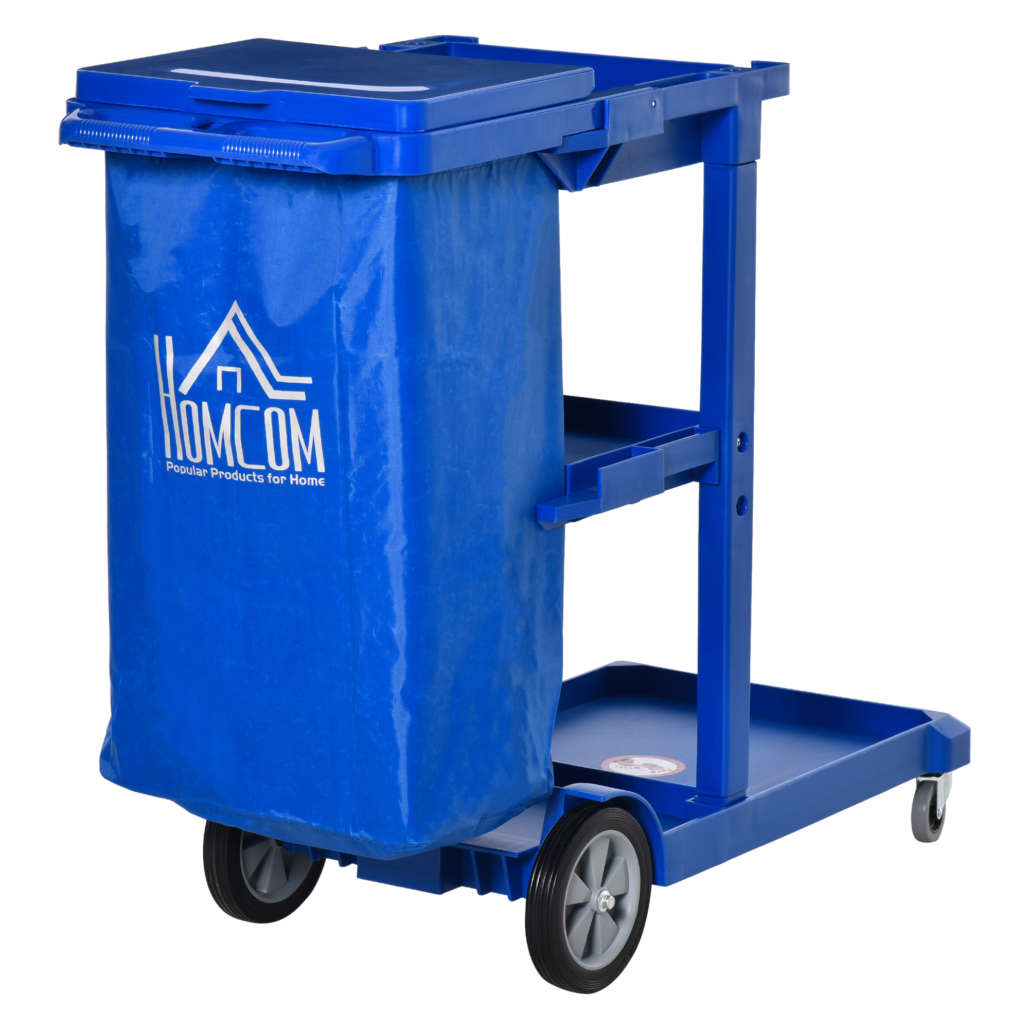 HOMCOM Commercial Janitorial Cart with 3 Tier Shelves