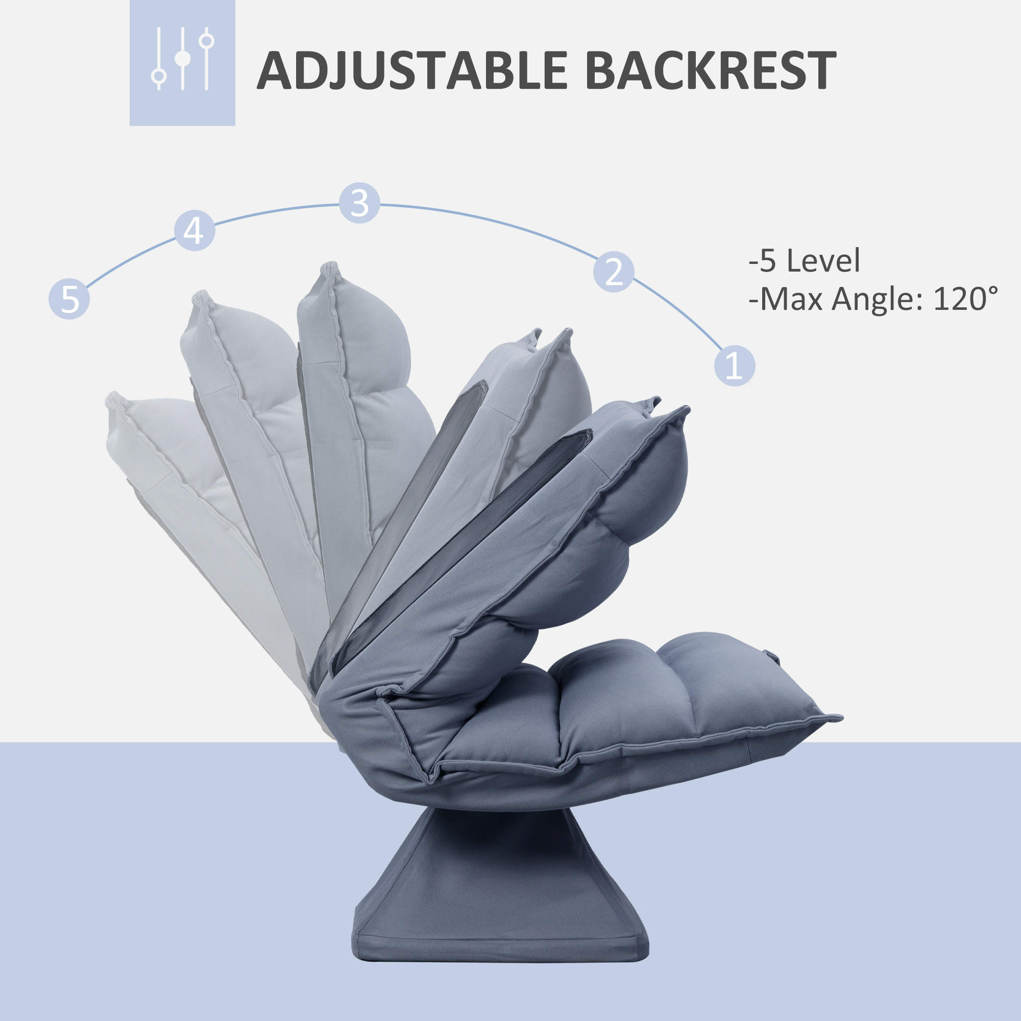 HOMCOM Adjustable Swivel Floor Chair Microfiber Back Support Video Gaming Grey | Aosom.com 2