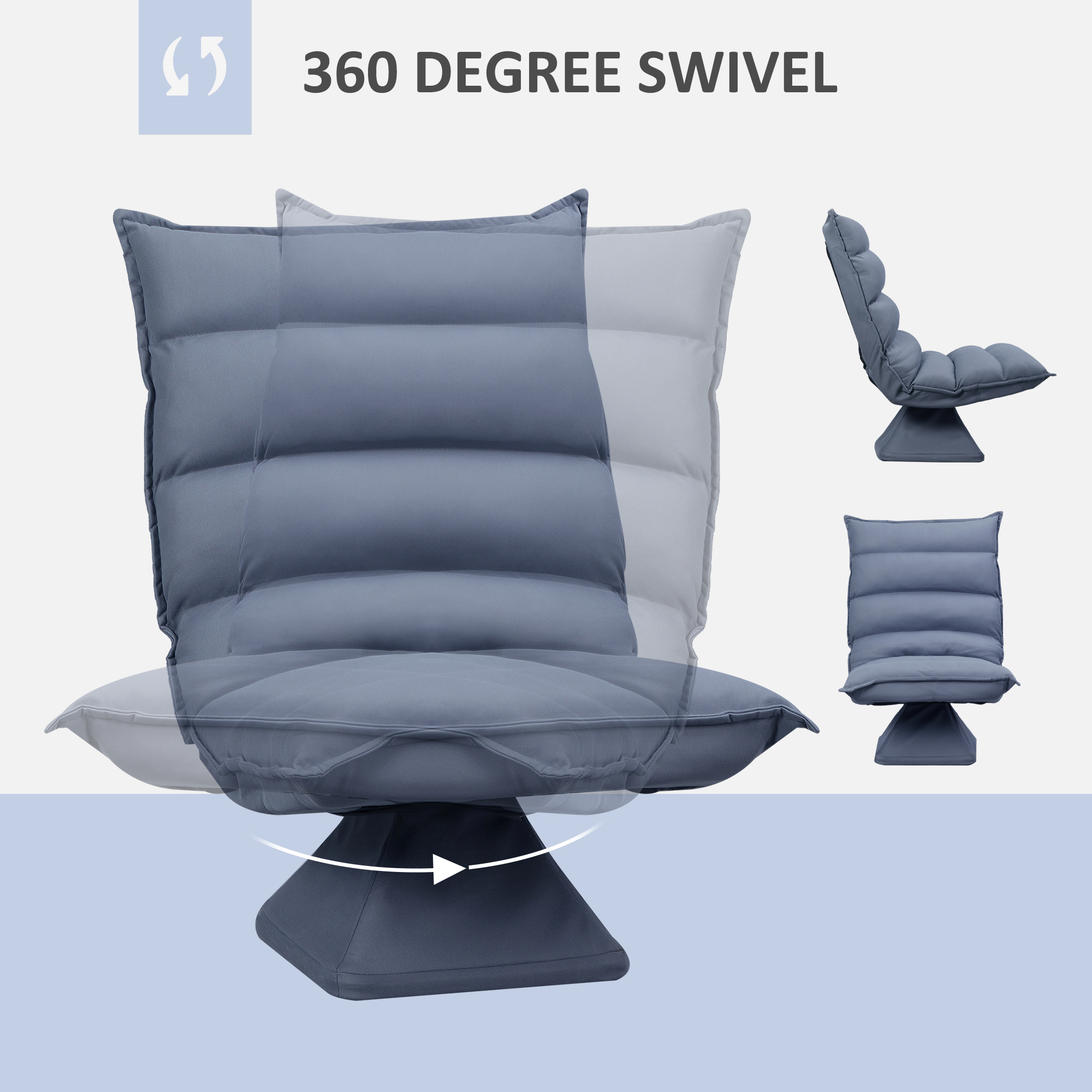 HOMCOM Adjustable Swivel Floor Chair Microfiber Back Support Video Gaming Grey | Aosom.com 3