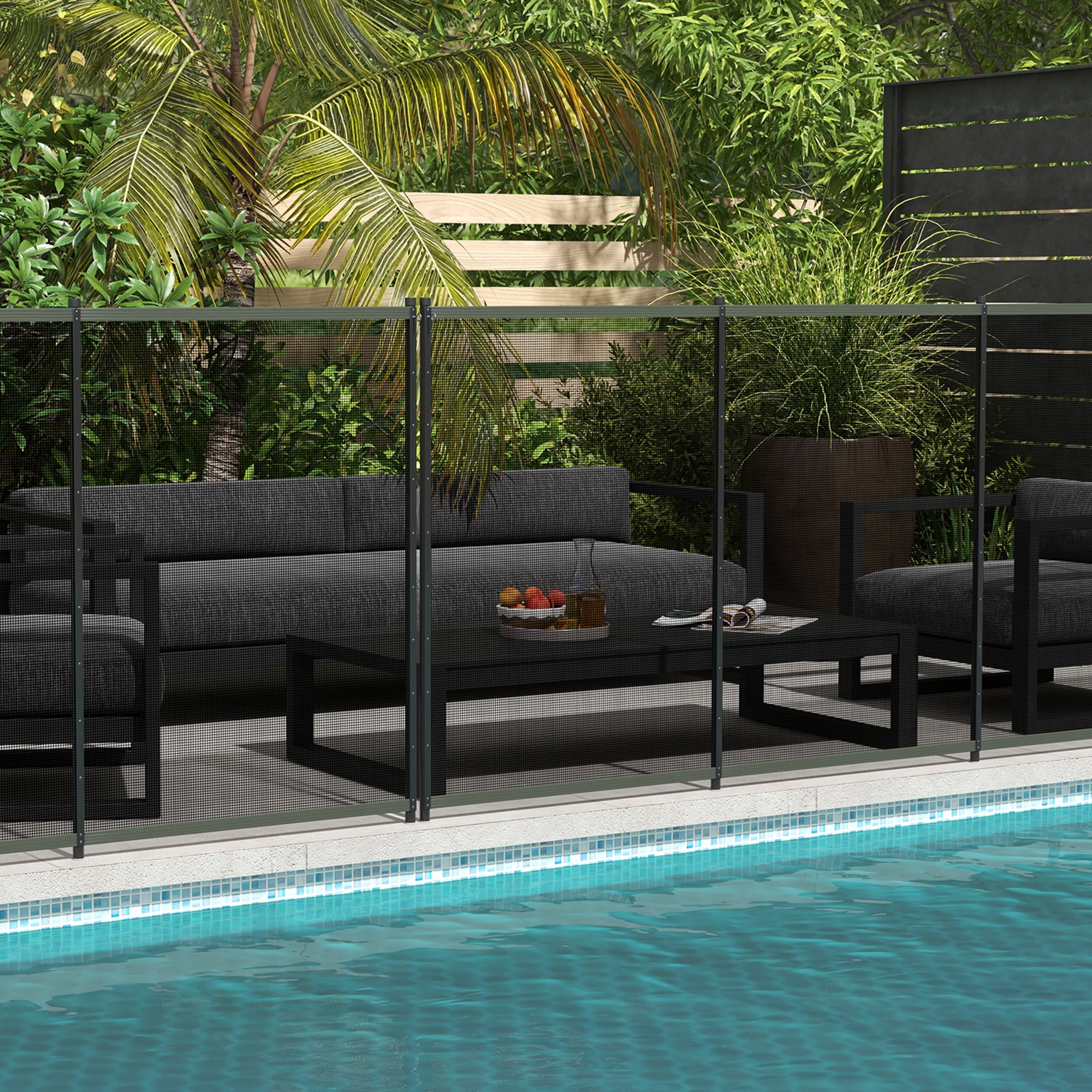 Outsunny 4 Panel Swimming Pool Fence, Aluminium Rustproof Pool Fencing, 4' x 12', Black Aosom Canada