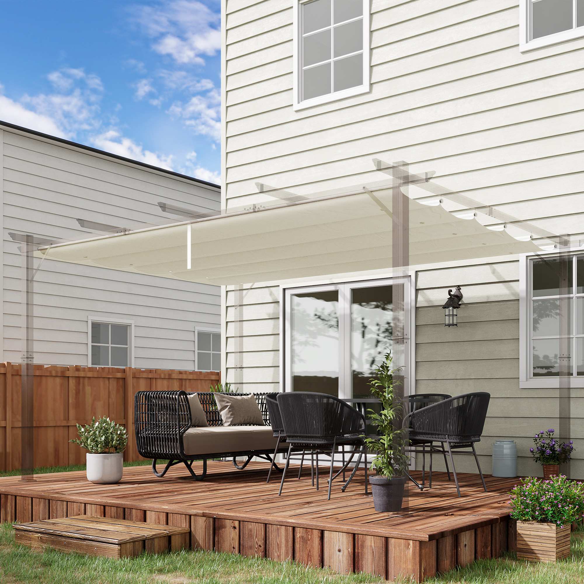⚠️ jitsuwa ⚠️s.k. manor hill Canopy Outsunny 4'x 2' Retractable Window Manual Retractable Door