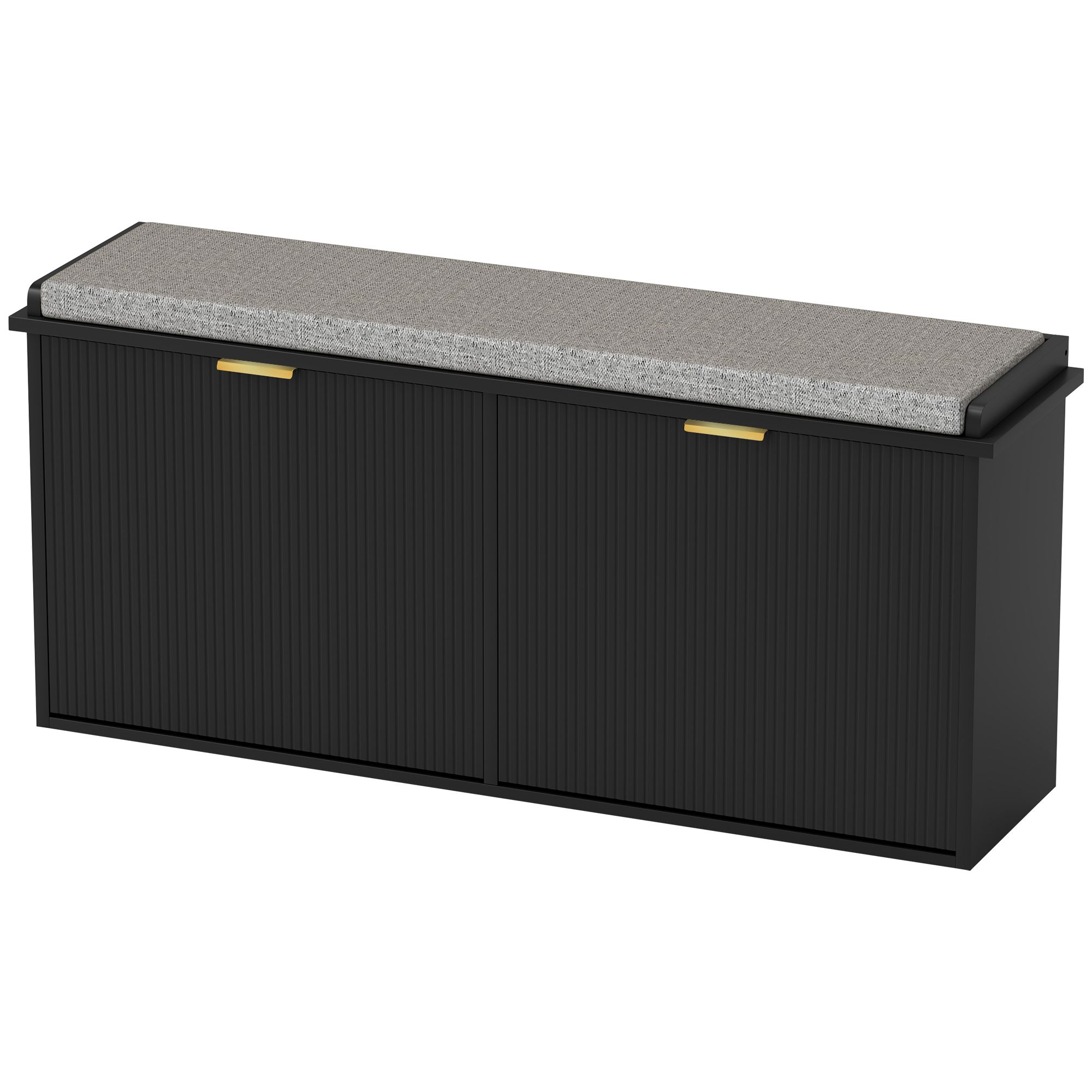 HOMCOM Shoe Storage Bench with Padded Seat Cushion and Flip-Drawer, Entryway Bench, Shoe Cabinet, 40.9x10.2x18.7 Inches, Black