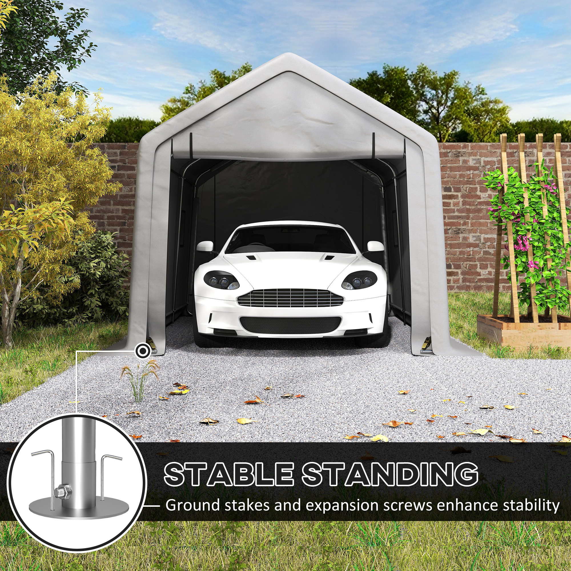 Outsunny Heavy Duty Carport, 10 x 17 ft Portable Garage with Roll