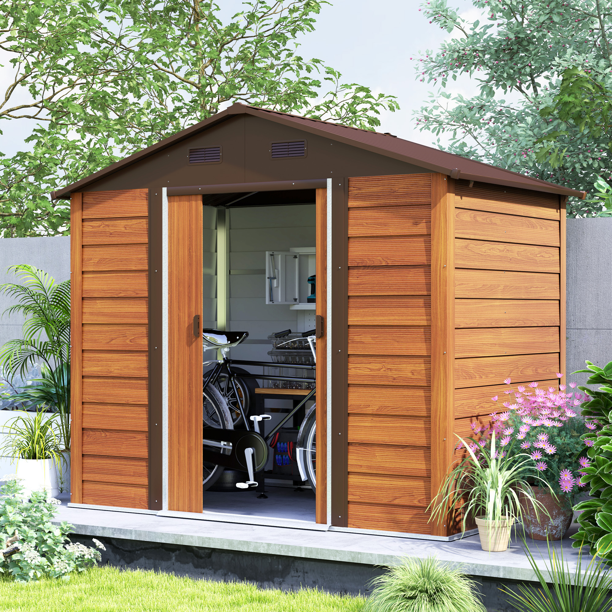 Outsunny 7.7' x 6.5' Outdoor Metal Garden Shed House Hut