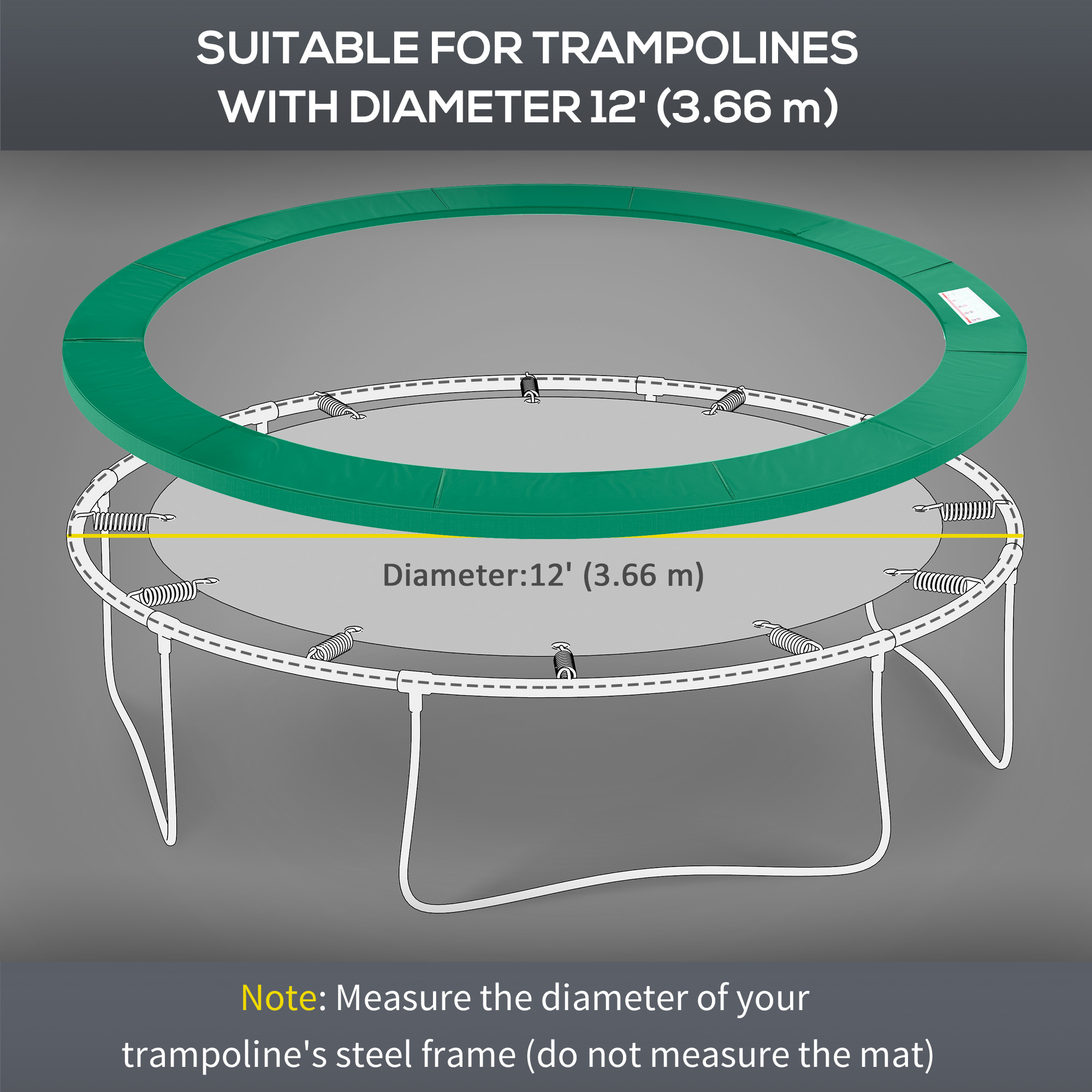 HOMCOM Φ12ft Trampoline Pad Spring Safety Replacement Gym Bounce
