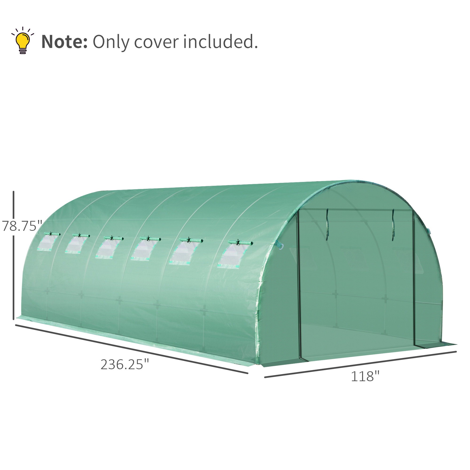Outsunny 20' x 10' x 7' Greenhouse Replacement Walk-in PE