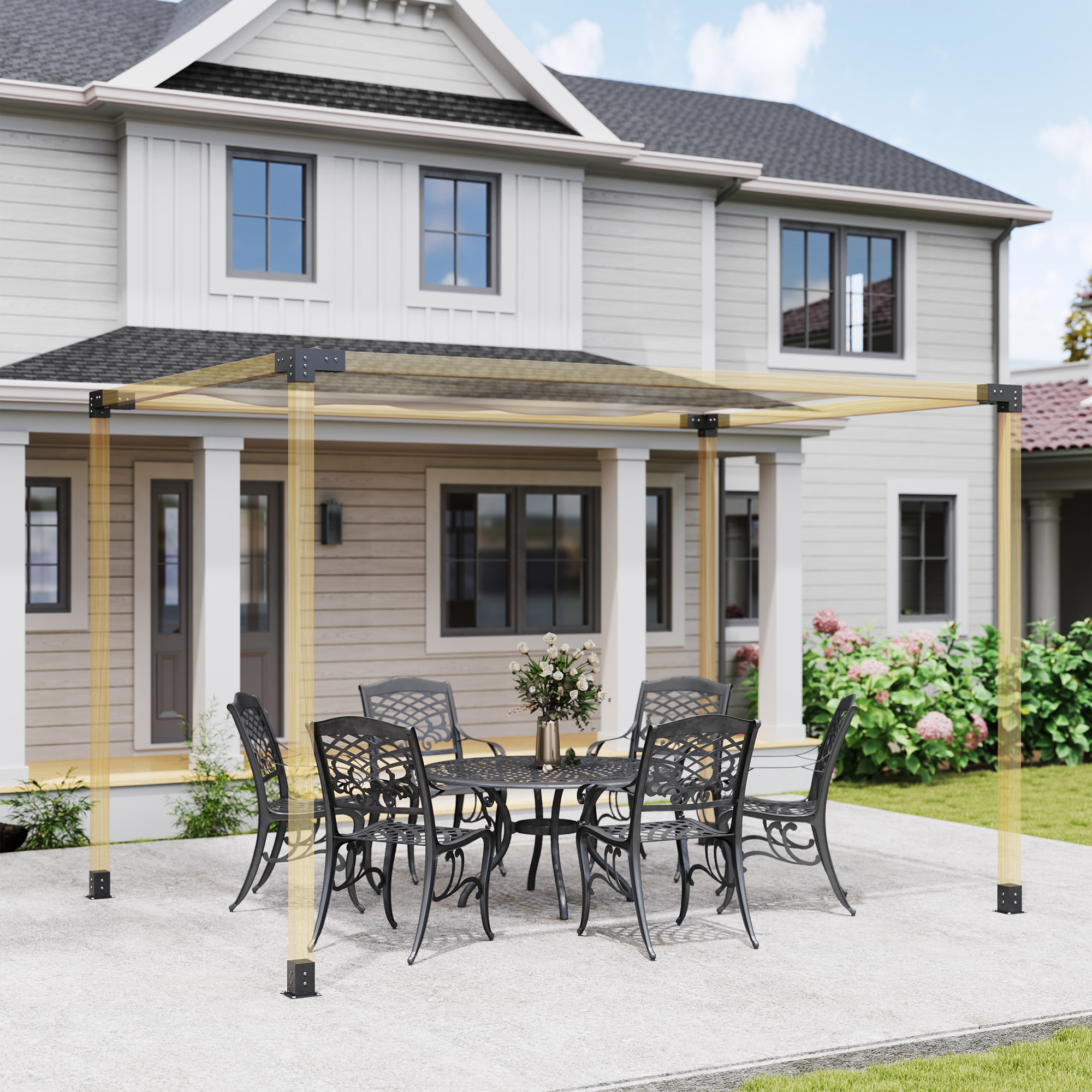 Outsunny 8PCS Pergola Kit, Pergola Brackets with 3-Way & 4-Way Corner Brackets for 4"x4" (Actual 3.6"x3.6") Lumber Aosom Canada
