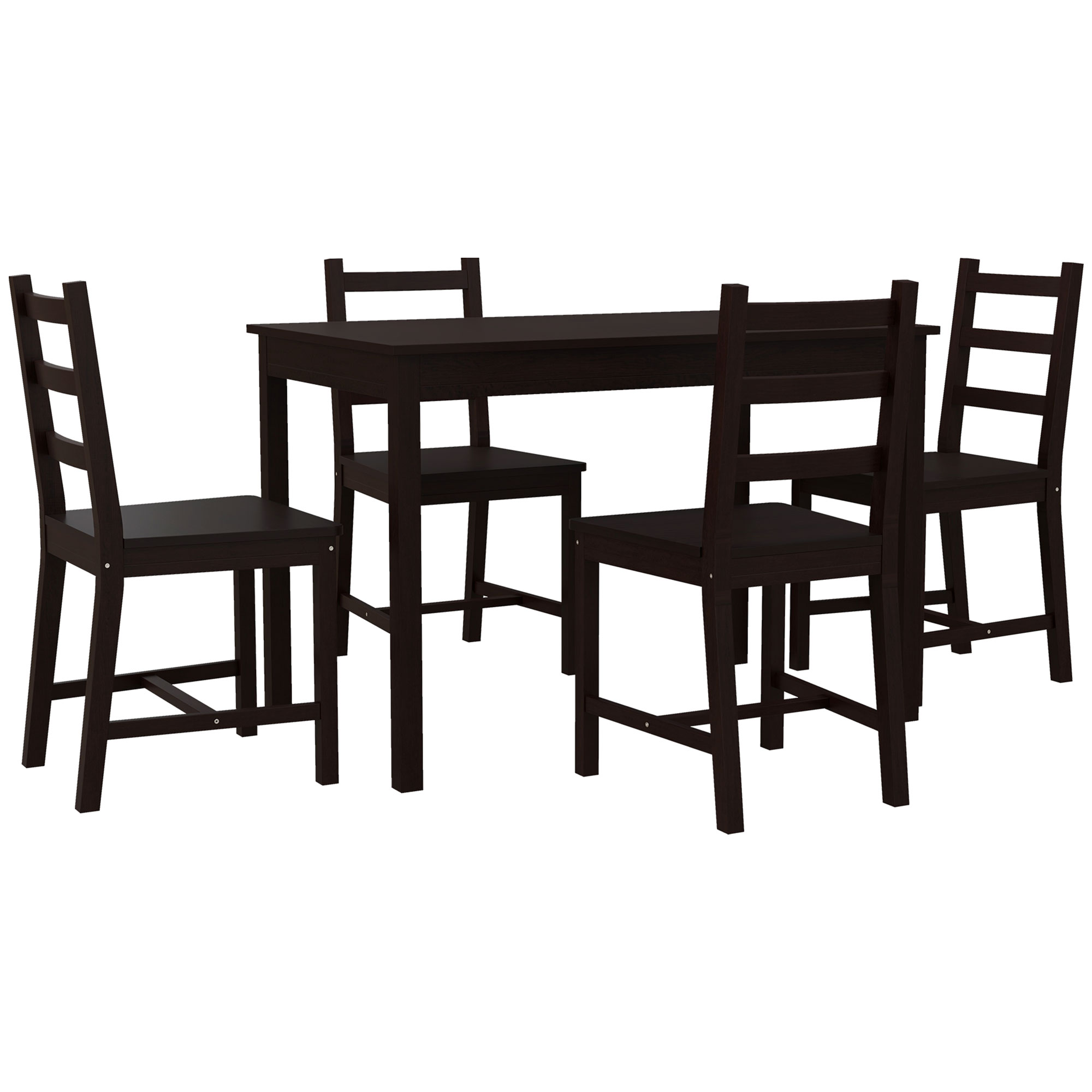 HOMCOM Dining Table Set for 4, 5 Piece Modern Kitchen Table and Chairs, Solid Wood Dining Room Set for Small Spaces, Breakfast Nook, Chestnut Brown