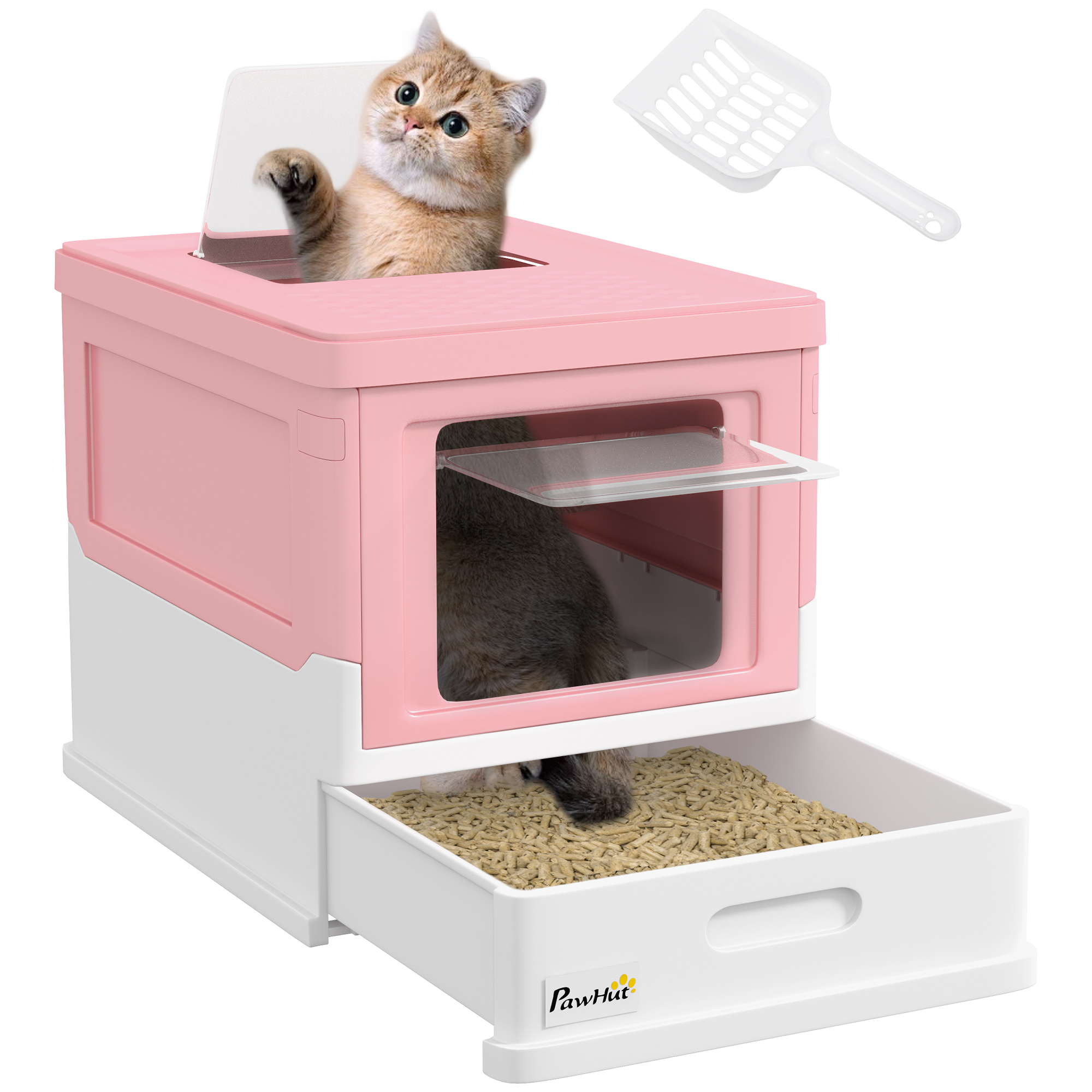Pet Supplies Pink Kitty Litter Box XXL Top Entry Cat Litter Box No