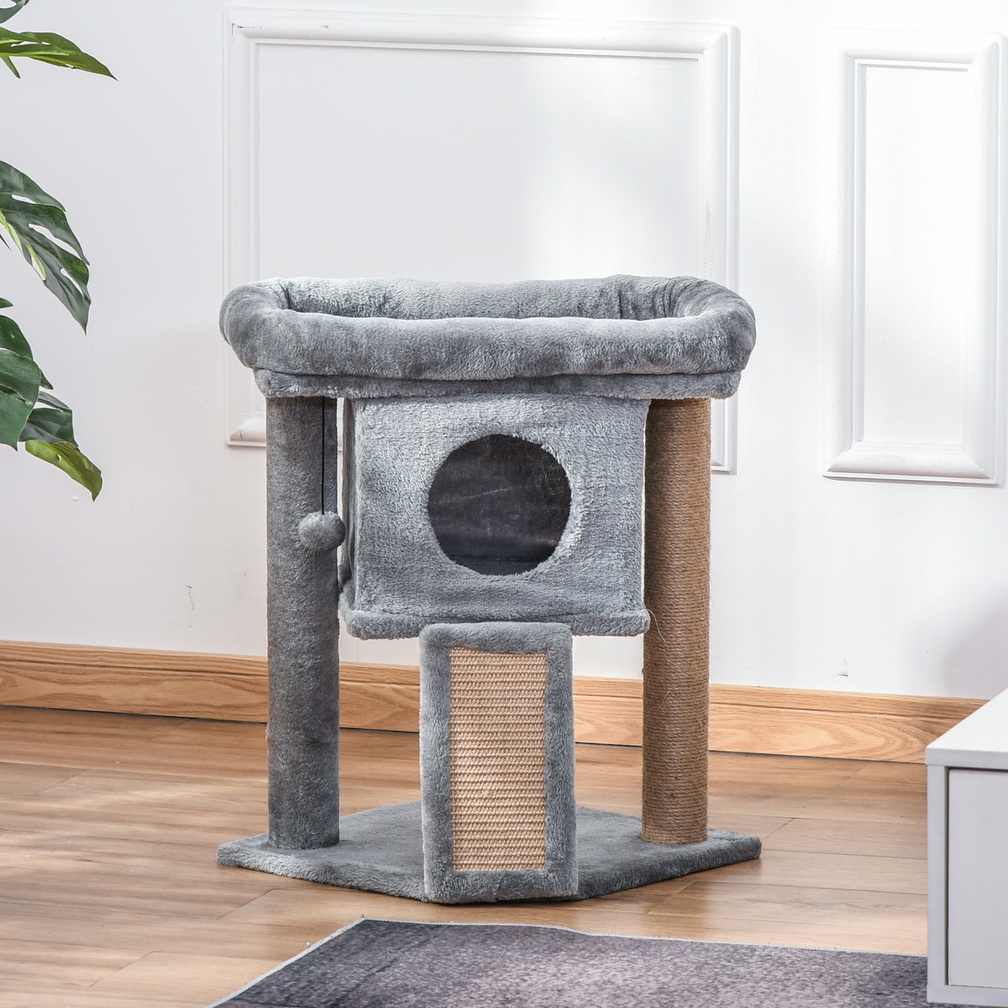 PawHut Cat Tree, Small Cat Tower with Perch, Scratching Post, Cat 