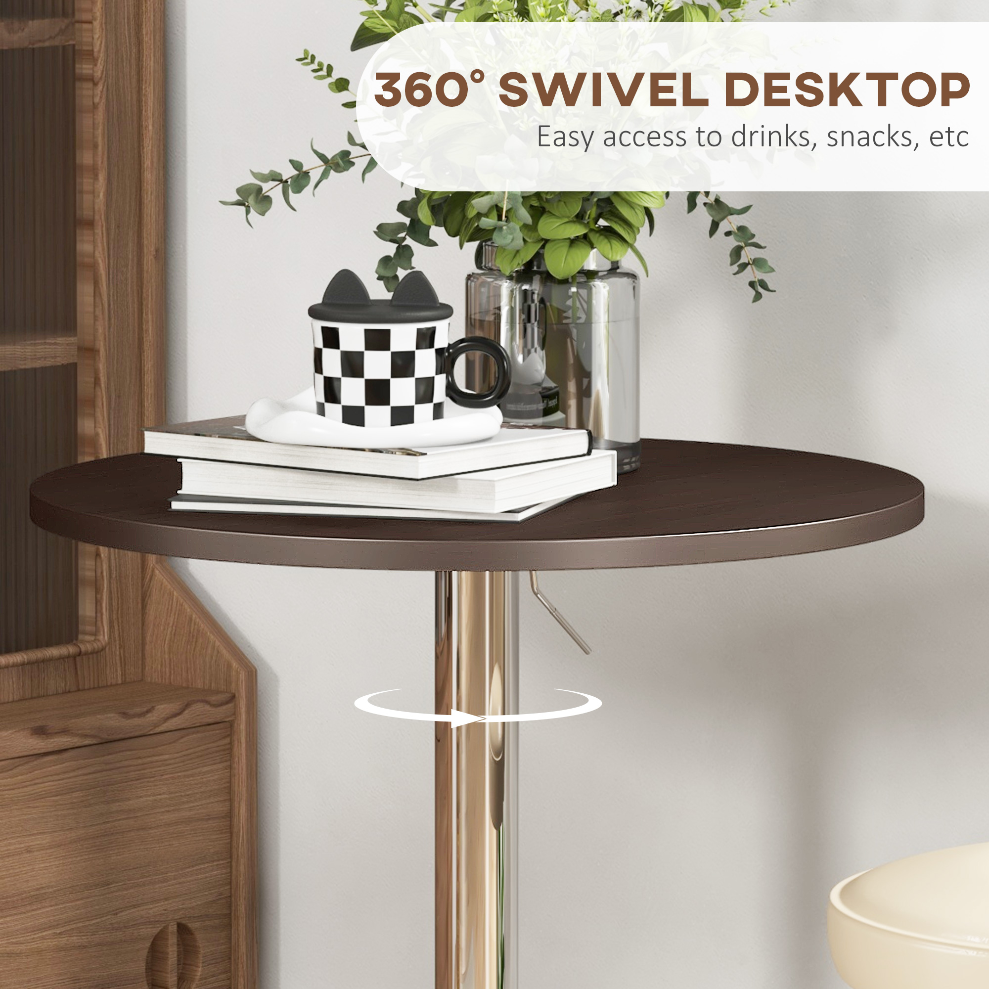 HOMCOM High Top Bar Table, Adjustable Round Kitchen Table