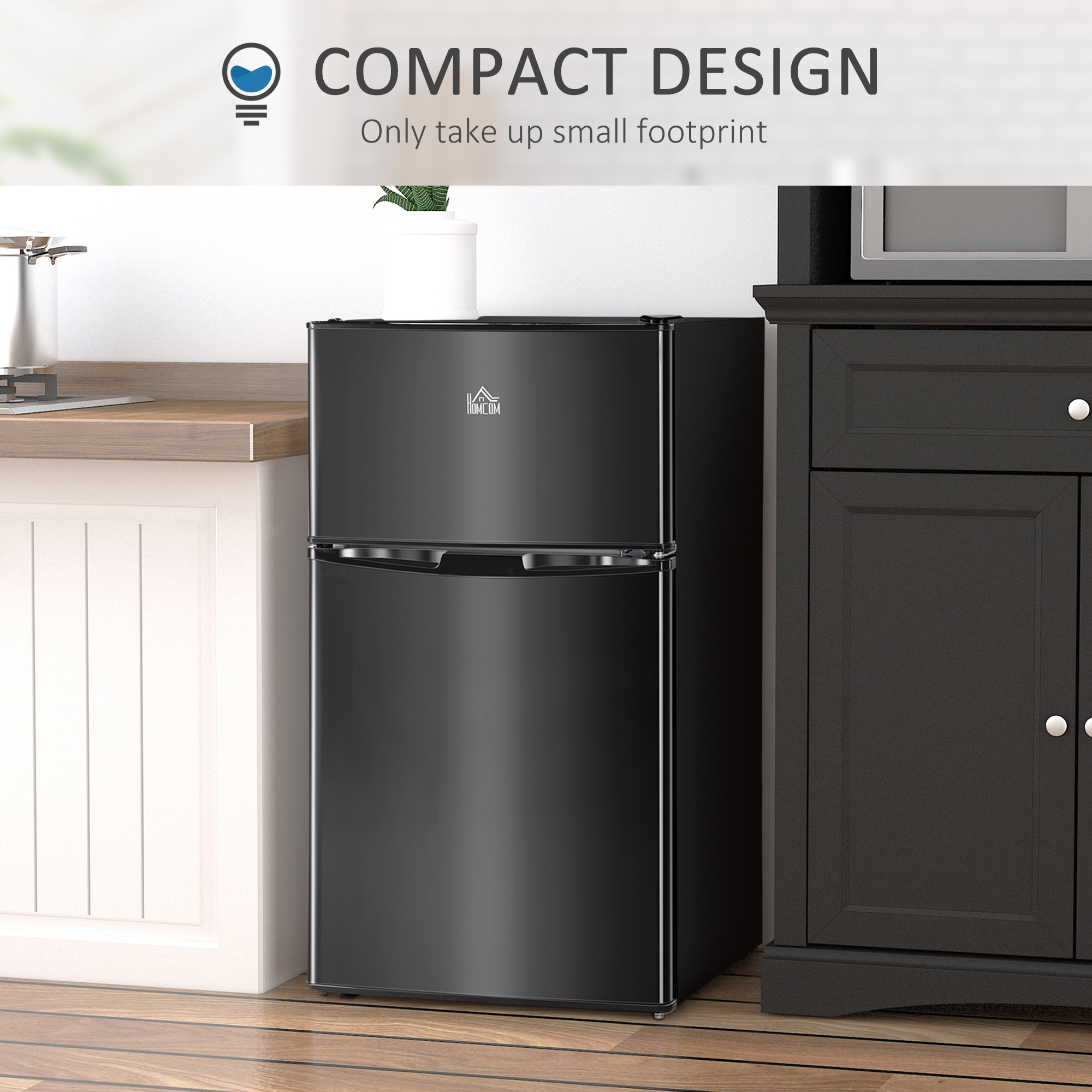 HOMCOM 3.2 Cu Ft Compact Refrigerator, Mini Fridge with Freezer ...