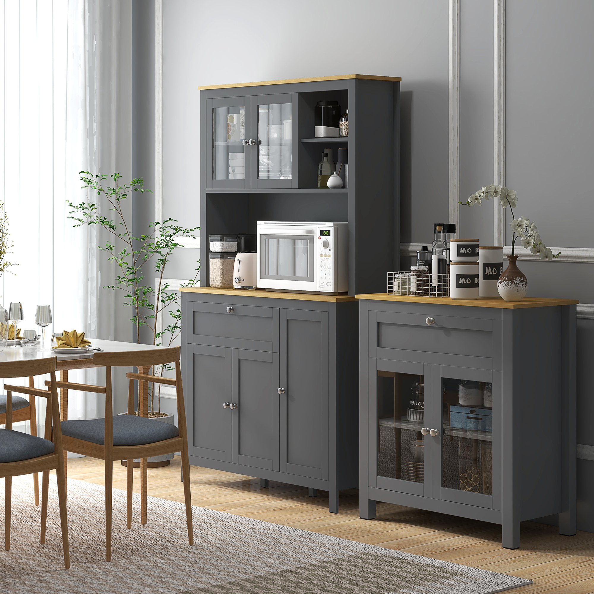 HOMCOM Kitchen Pantry Cabinet 71" 5-Door Freestanding Storage Cupboard with Adjustable Shelves Aosom Canada