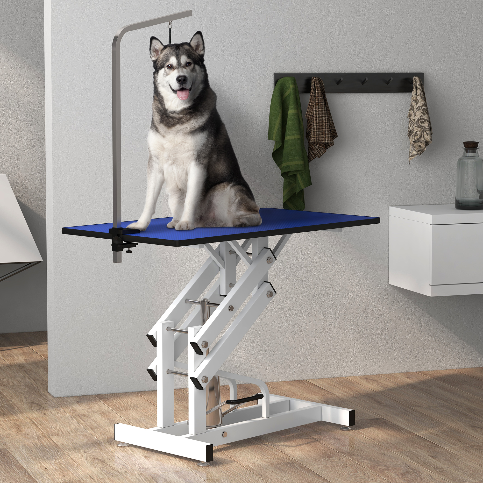 PawHut Deluxe Professional Z-Lift Hydraulic Pet Dog Grooming Table