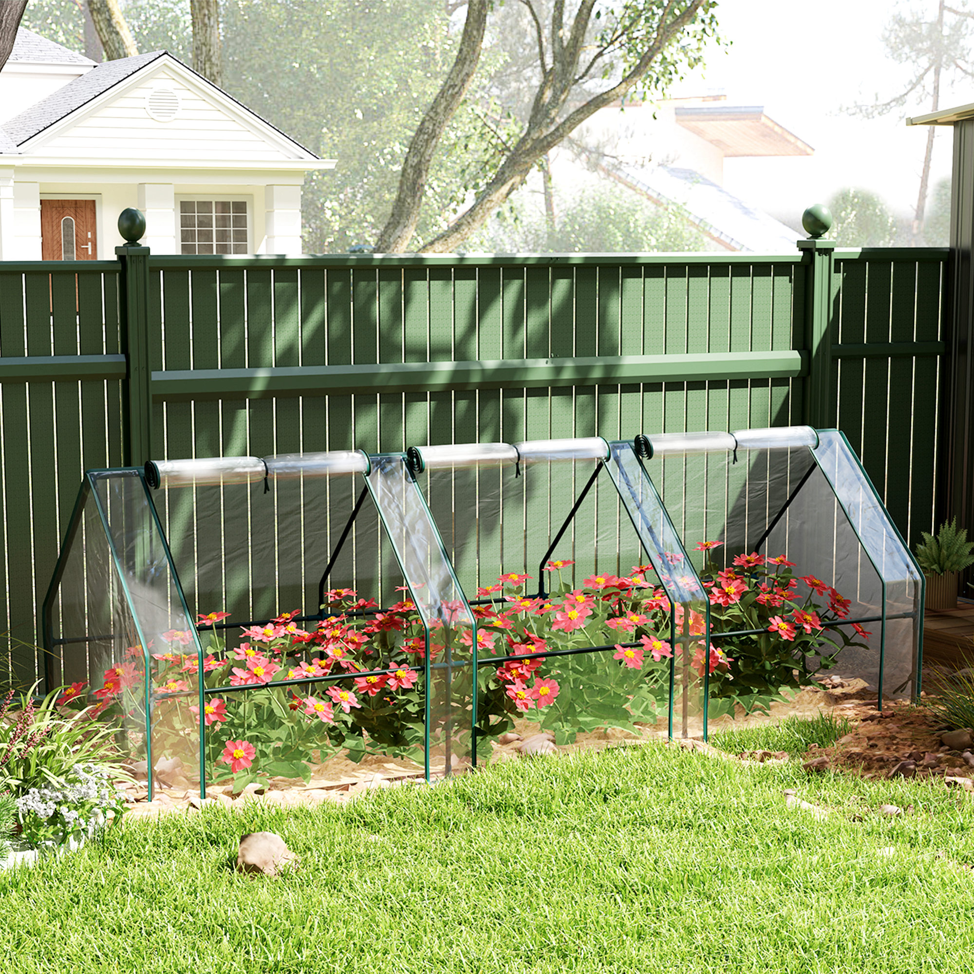 Outsunny Portable Mini Greenhouse Tunnel Growing Tent Plants Flower Warm House w/ Zippered Roll-up Doors, Clear Aosom Canada