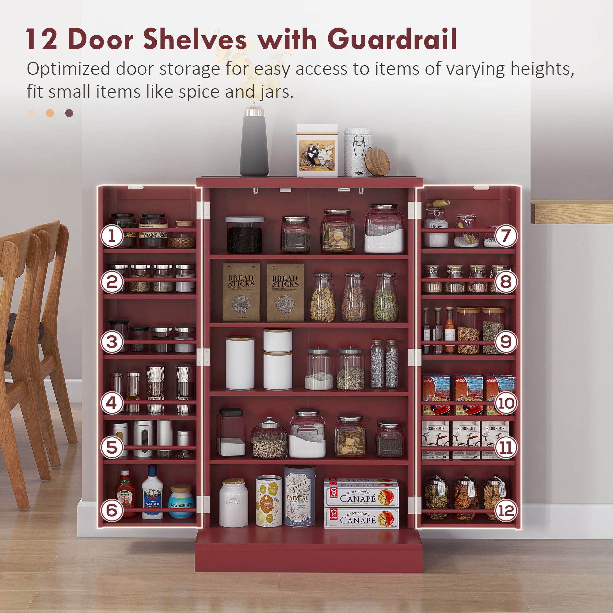 HOMCOM Freestanding Kitchen Pantry, Kitchen Storage Cabinet with 5-Tier ...