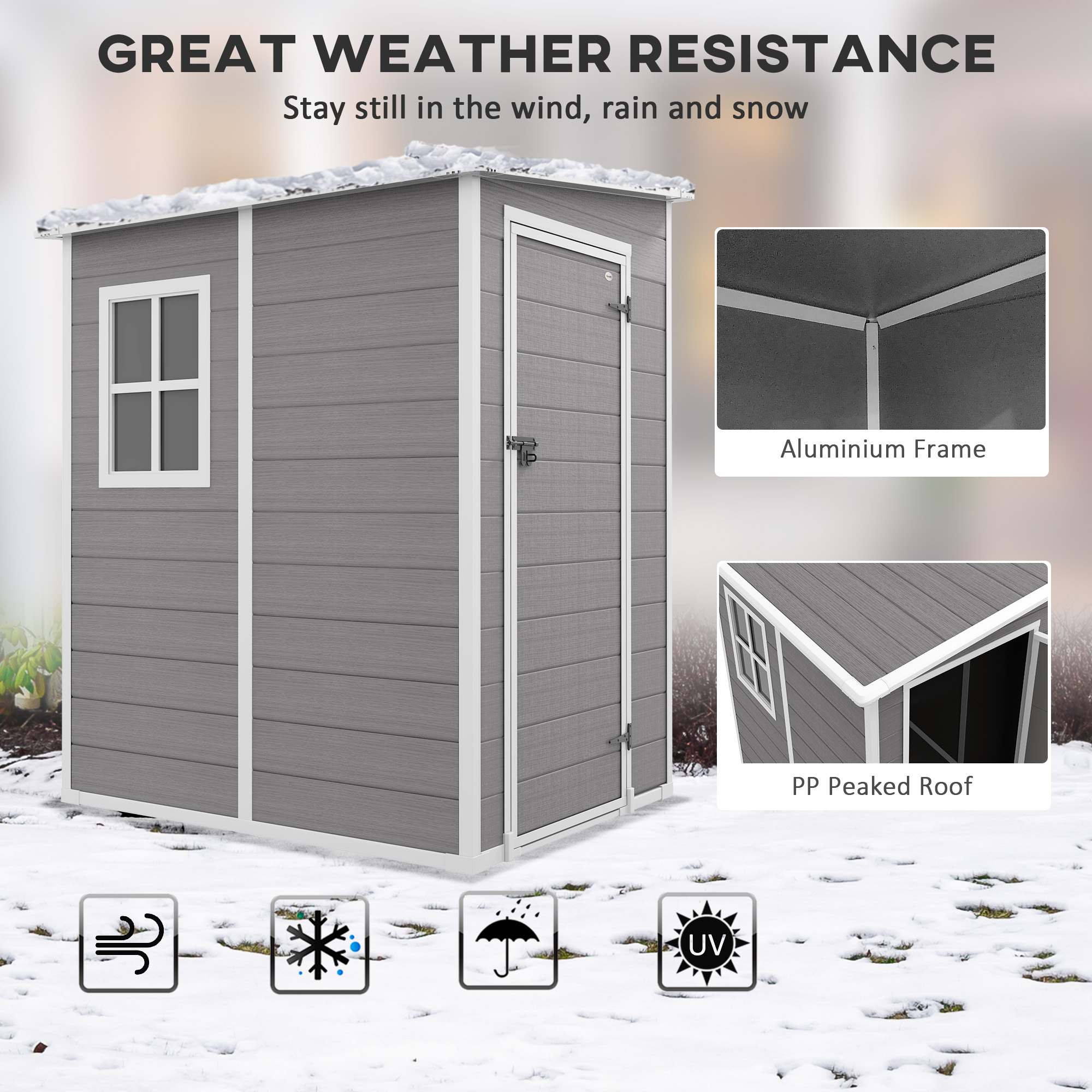 Outsunny 4x5 Small Garden Shed with Window Grey | Aosom Canada