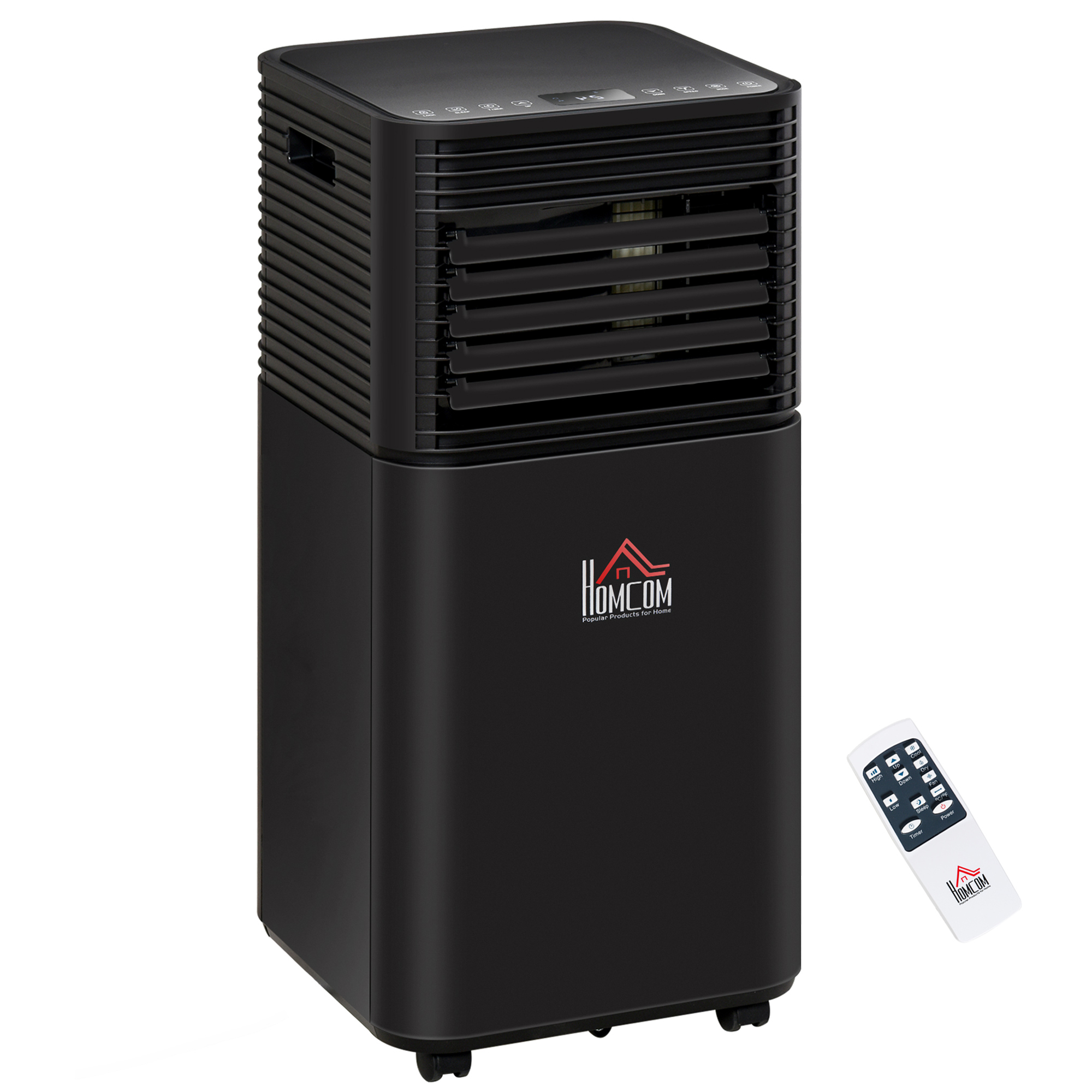 HOMCOM 8000BTU Compact Portable Air Conditioner, Efficient Cooling, Dehumidifier, Fan, with Remote, 24H Timer, Black | Aosom.com