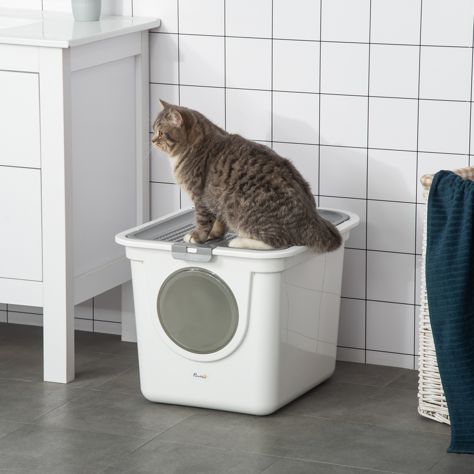 PawHut Covered Cat Litter Box, Easy Cleaning Kitty Litter Box with
