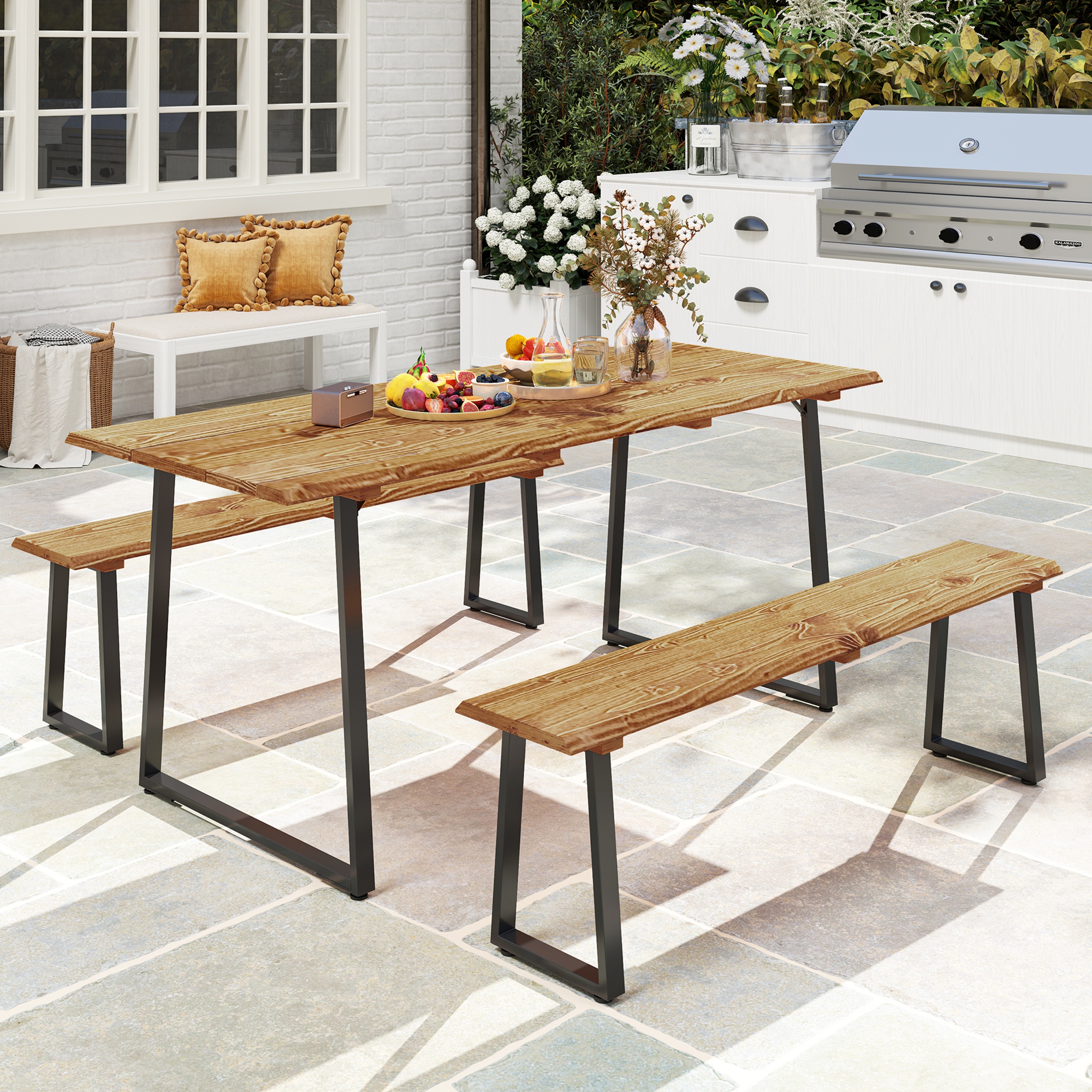 テーブル・チェア・ハンモック bonfire_go_outside SC SLIDE TOP TABLE 50 STONCEL Folding Table and Chairs Set Portable Picnic Table