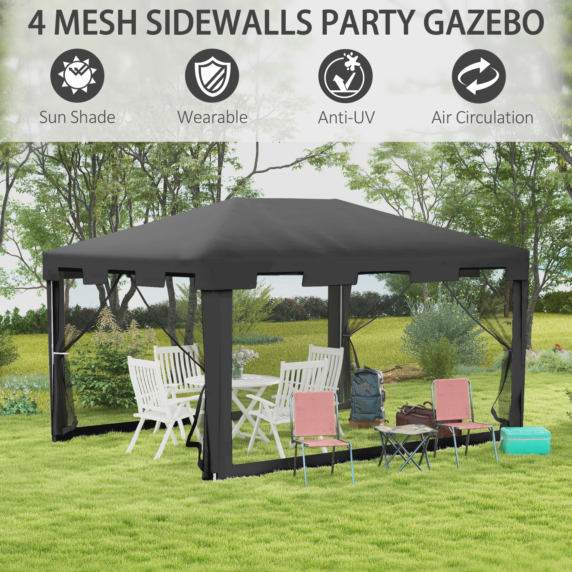 toamam♭36 Outsunny 10 × 13 ft Outdoor Gazebo Canopy with Mesh