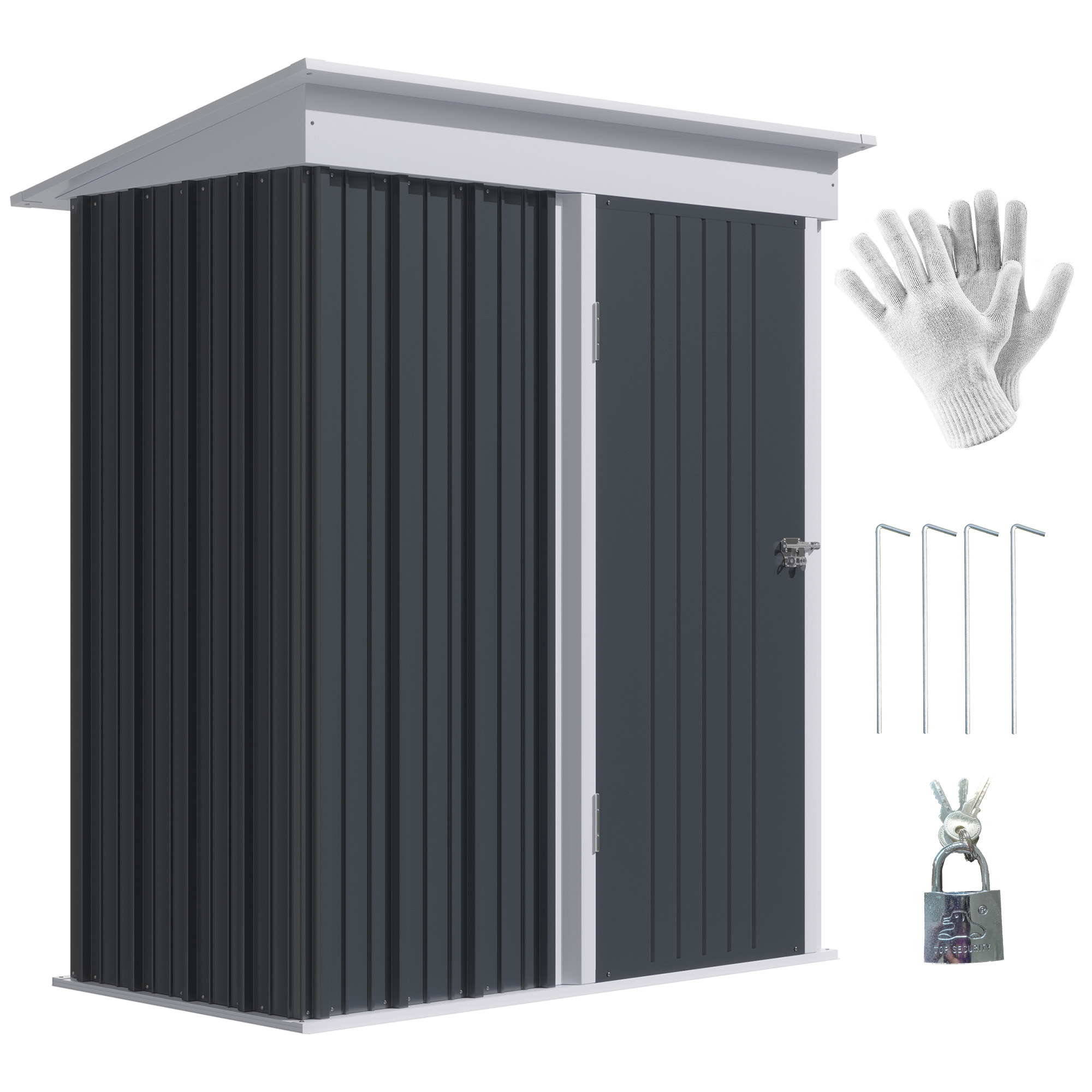 NONEJACK　LAGO OPENROAD Outsunny Outdoor Sheds Storage with floor, Small Steel Lean
