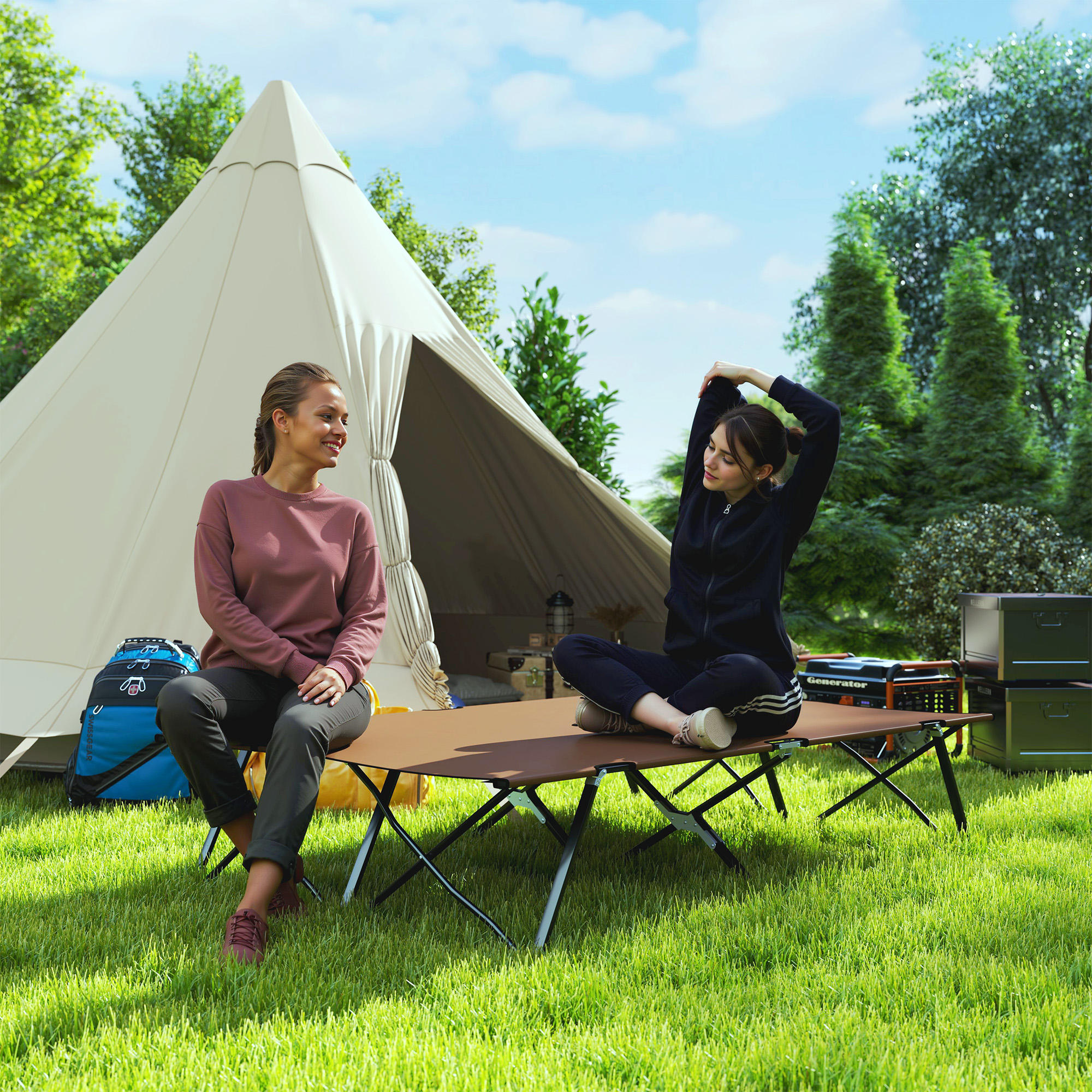 【新品】BOC 2way The Folding Cot DYNWAVECA Folding Camping Cot Camp Cots Portable Double