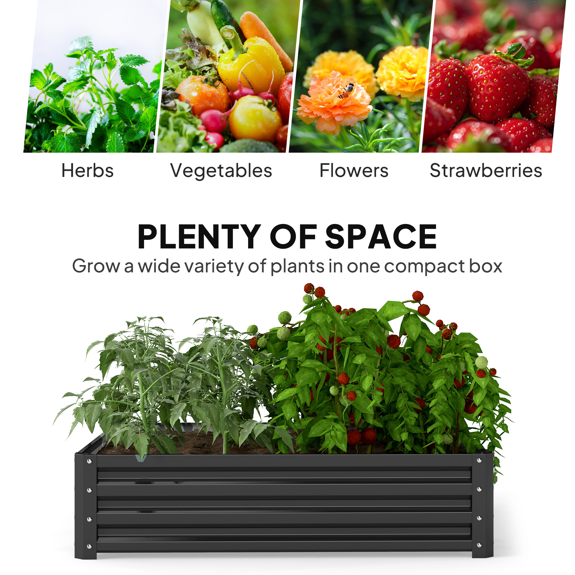 Outsunny 4' x 4' x 1' Galvanized Raised Garden Bed, Planter