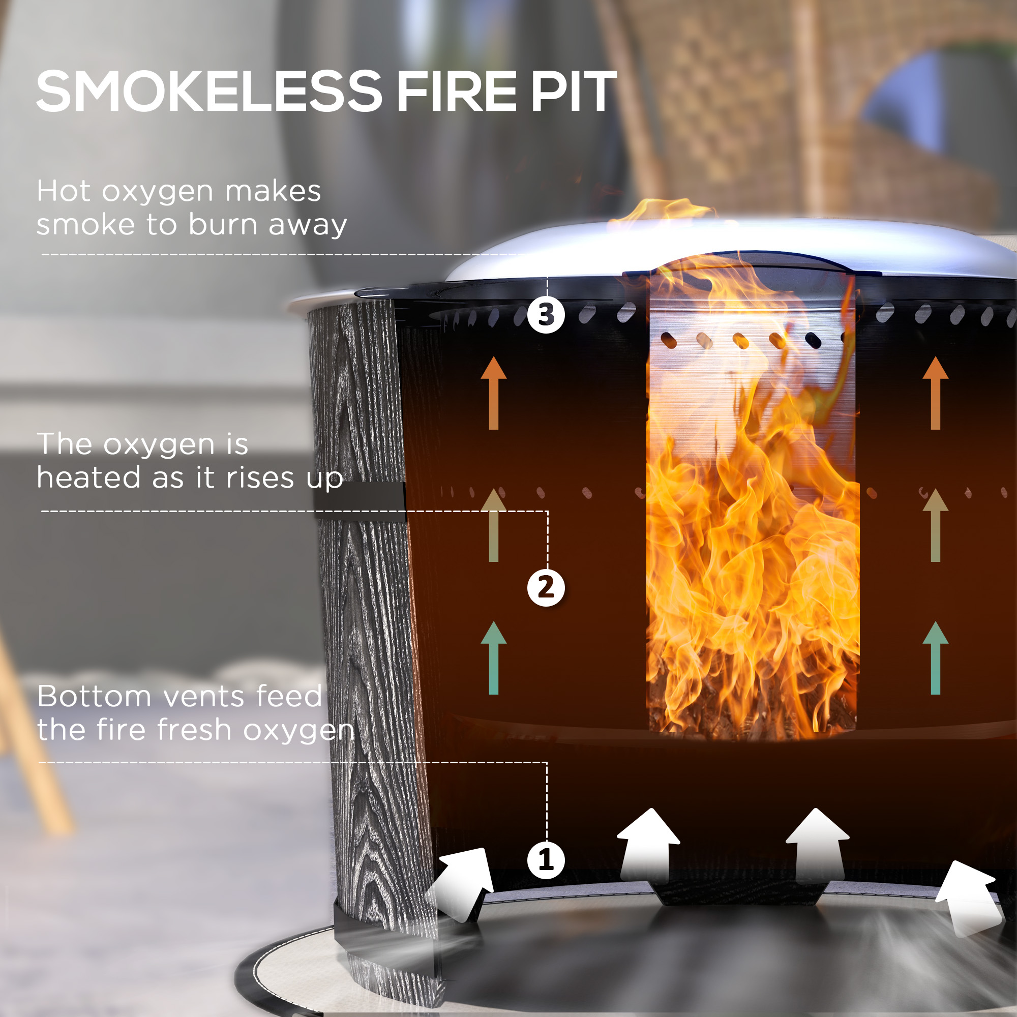 Outsunny Smokeless Fire Pit, Portable Camping Bonfire Stove with