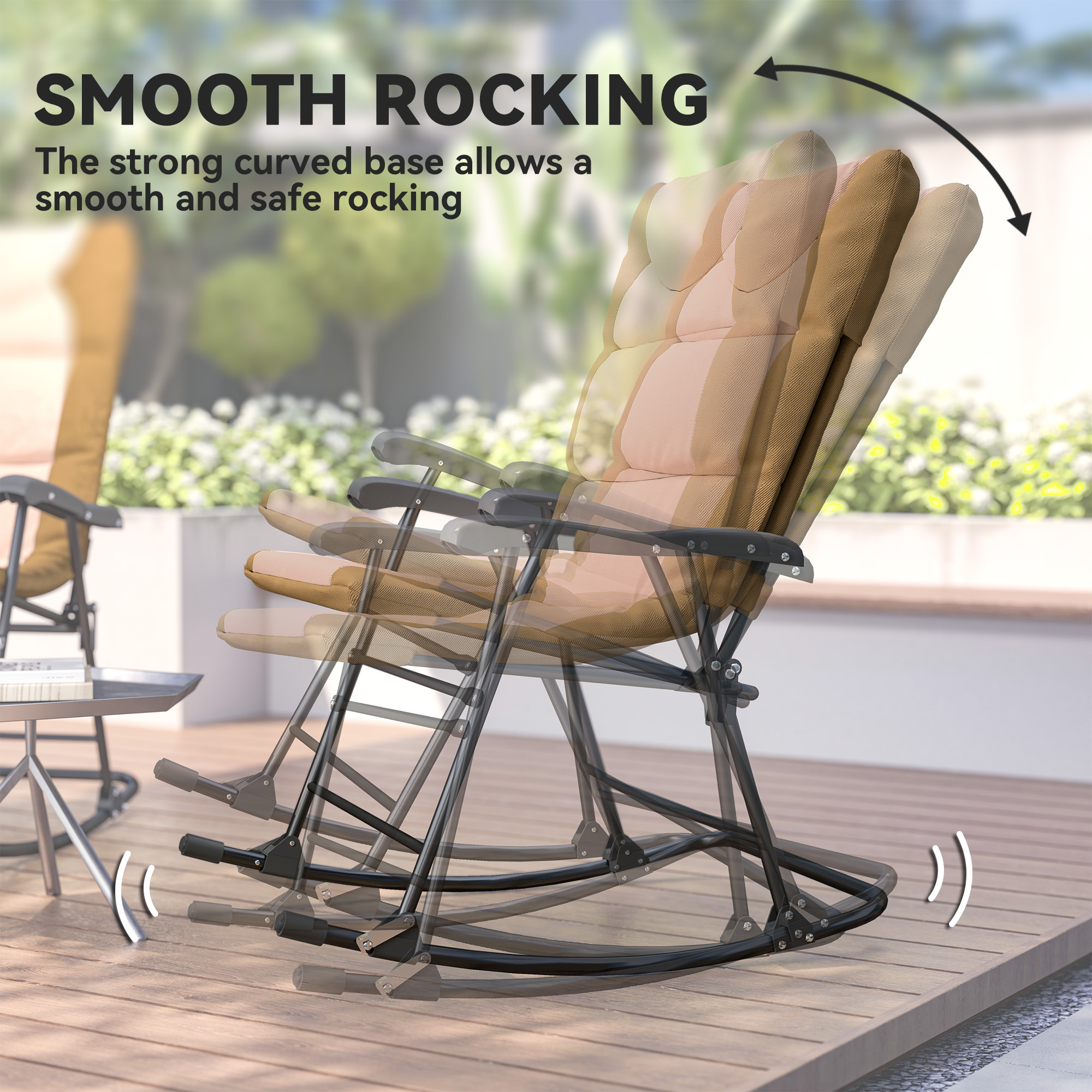 Light Brown Rocking Chair Outsunny Folding Rocking Chair Set of 2 Padded Rockers with Armrest ...