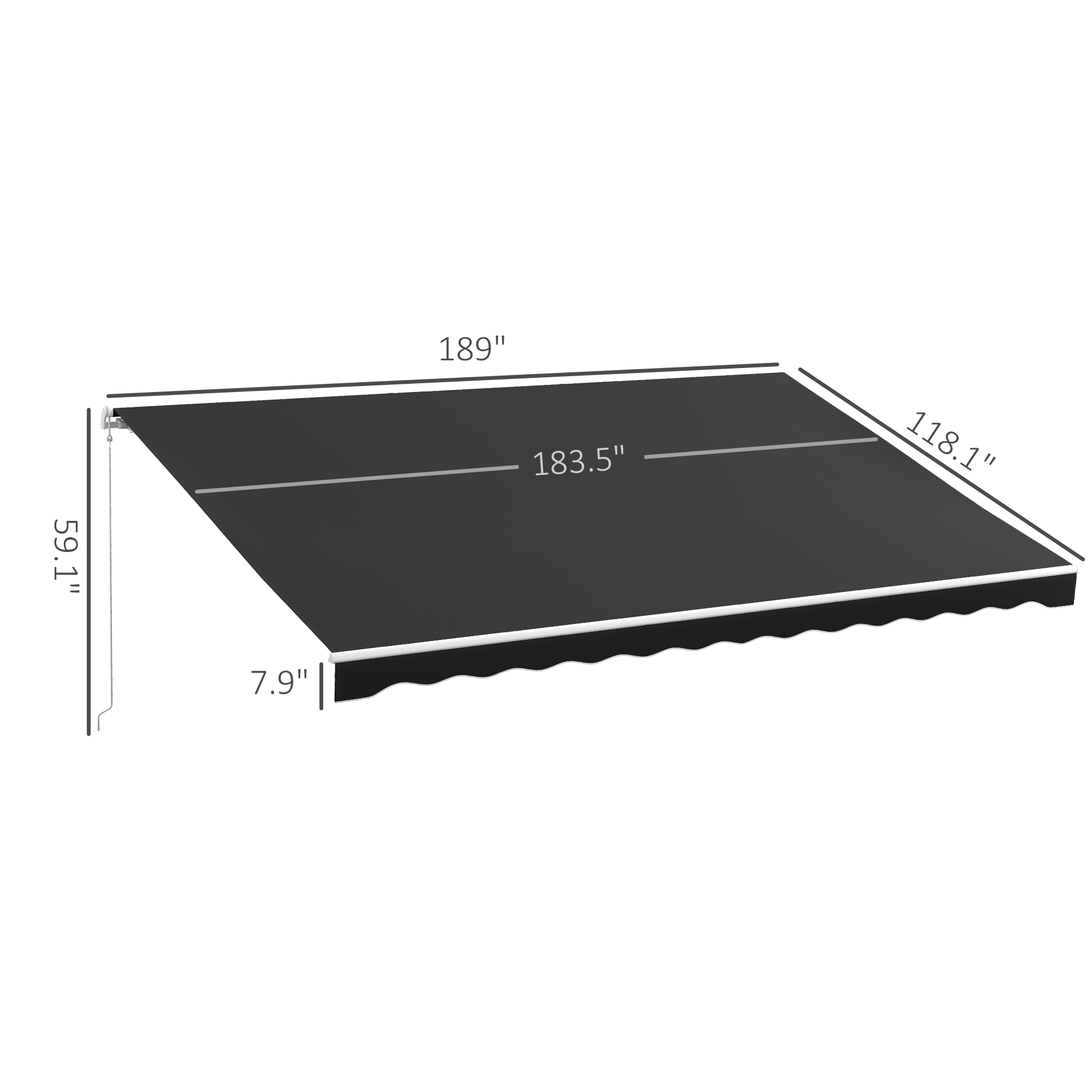 Outsunny 16 x 10 Remote Control Awning with Manual Crank
