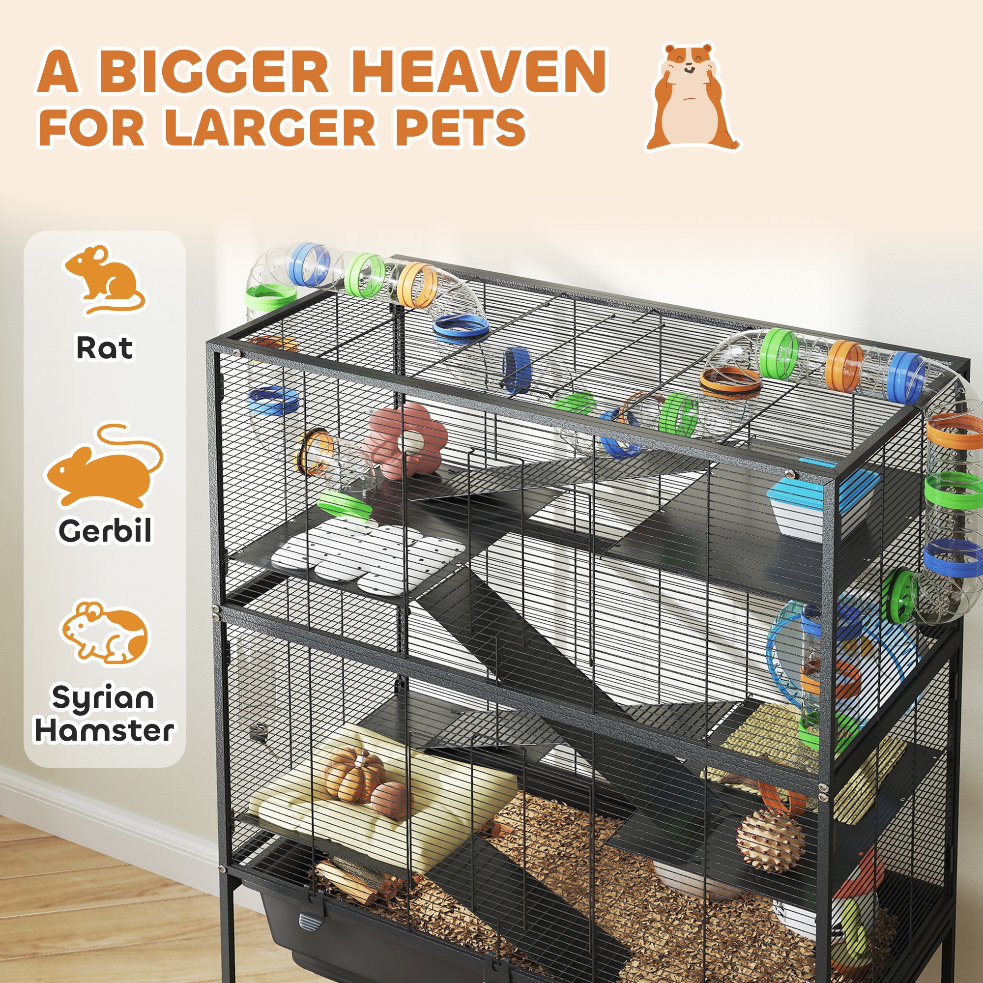 Picture Idea: Pawhut 5 Tier Hamster Cage Rolling Rat Cage With Deep