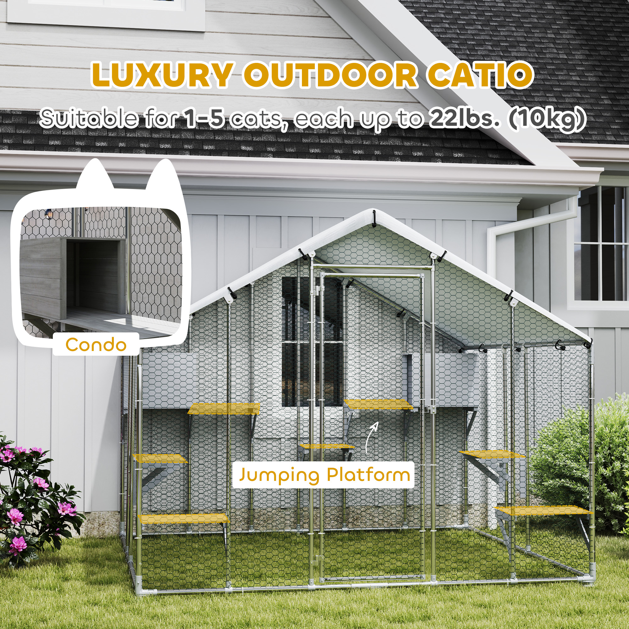 Luxury Outdoor Cat House Catio Outdoor Cat Enclosure PawHut Cat