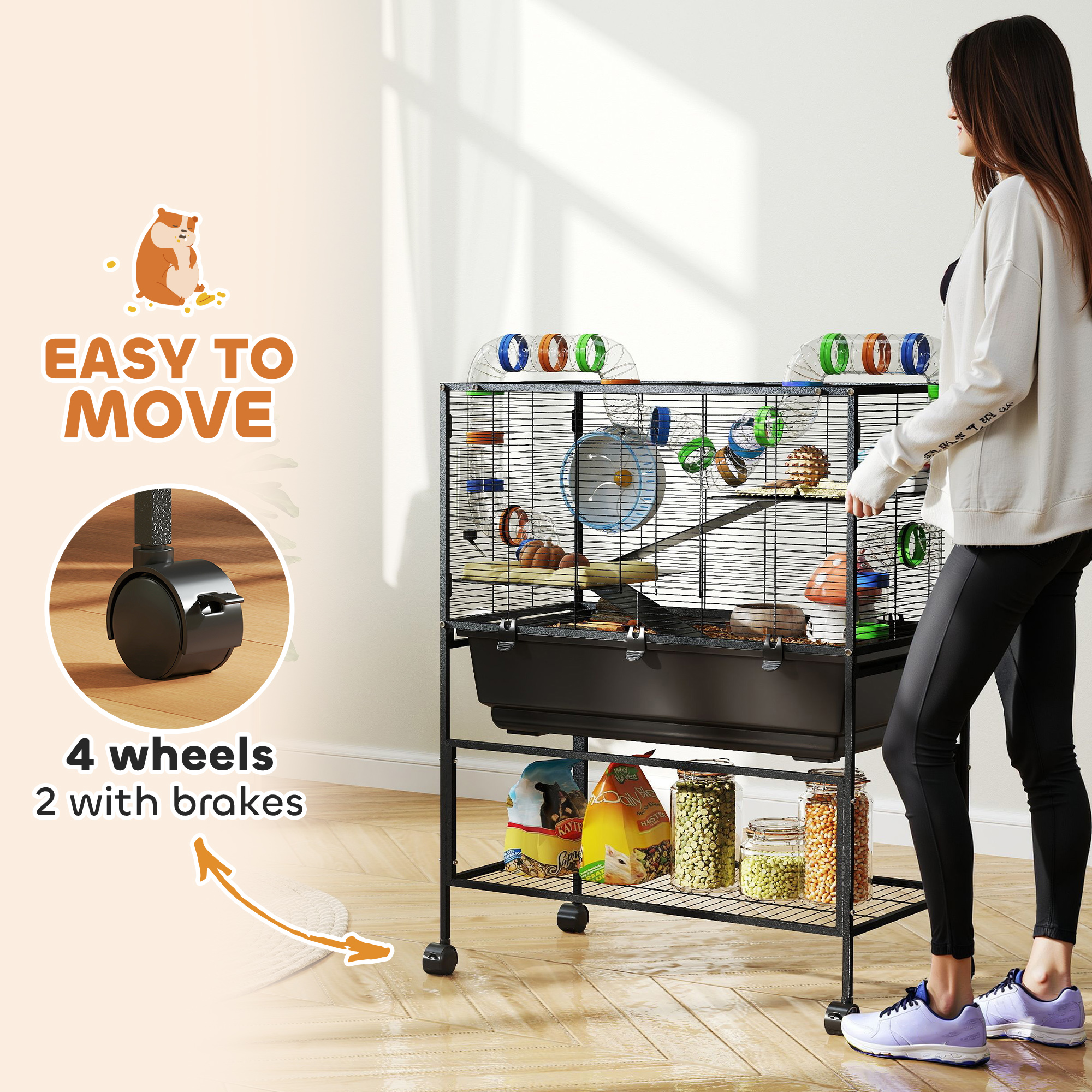 Photo inspiration: Pawhut 3 Tier Hamster Cage Rolling Rat Cage With Deep Photo Inspiration