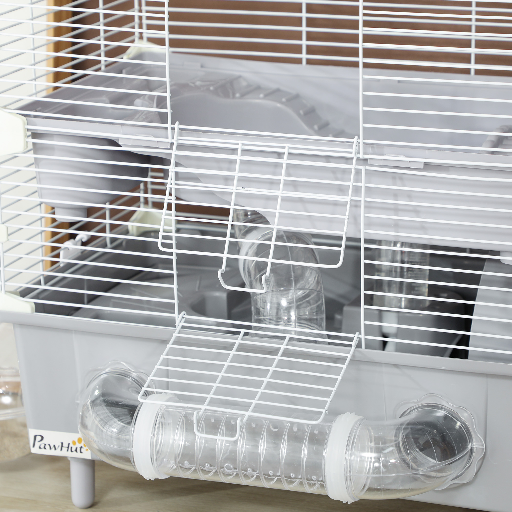 PawHut 2-Tier Hamster Cage with Sand Bathroom, Running Wheel